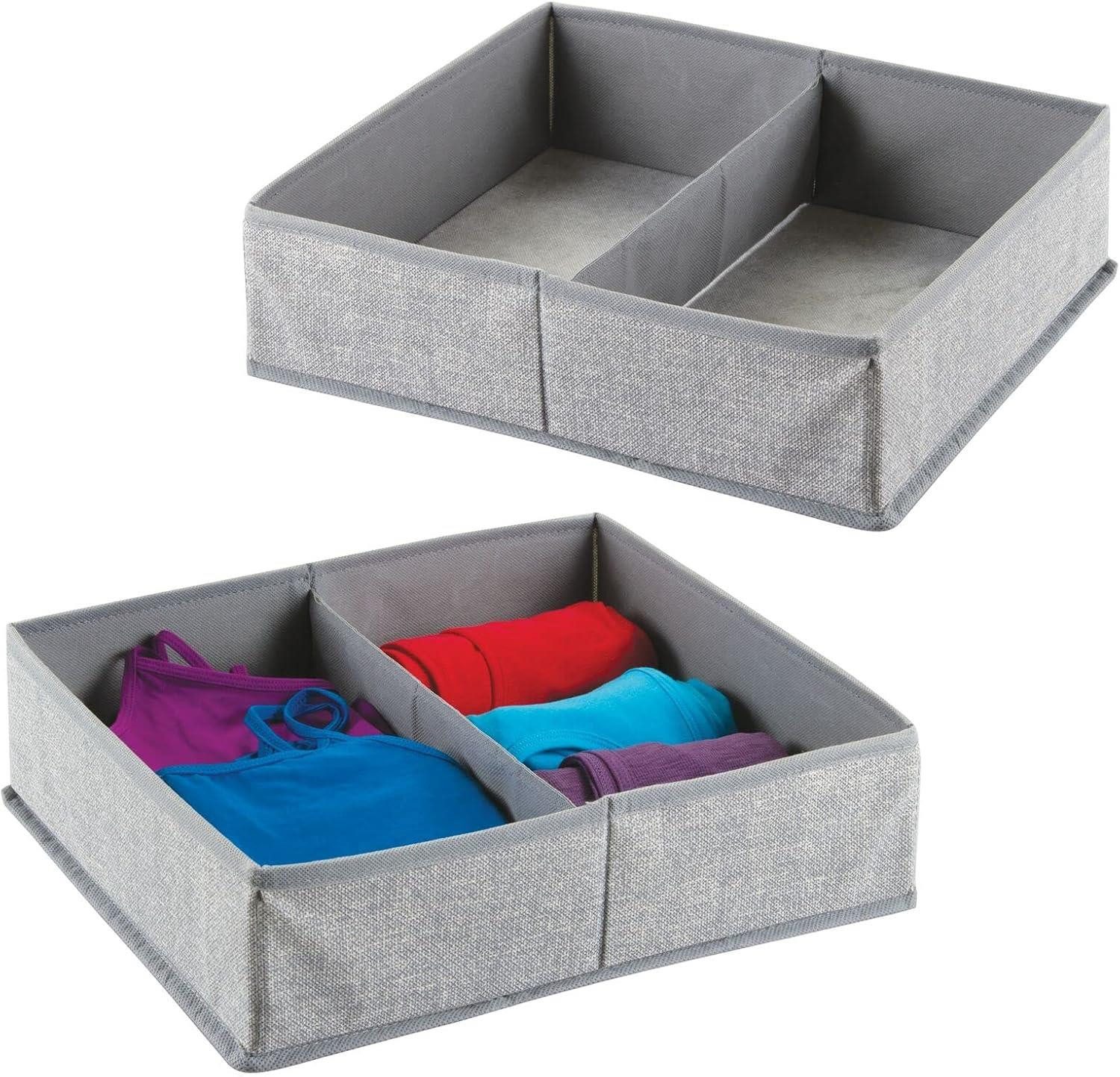 mDesign Aufbewahrungssystem 2er-Set Stoffbox mDesign Aufbewahrungskisten mit je 2 Fächer grau