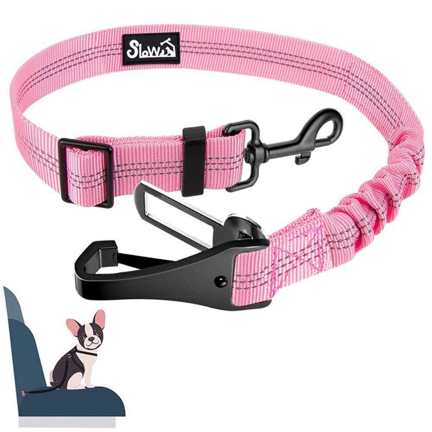 LuxusKollektion Autohundegeschirr Hundesicherheitsgurt Auto Ruckdämpfung Anschnallgurt 3in1 70CM Rosa