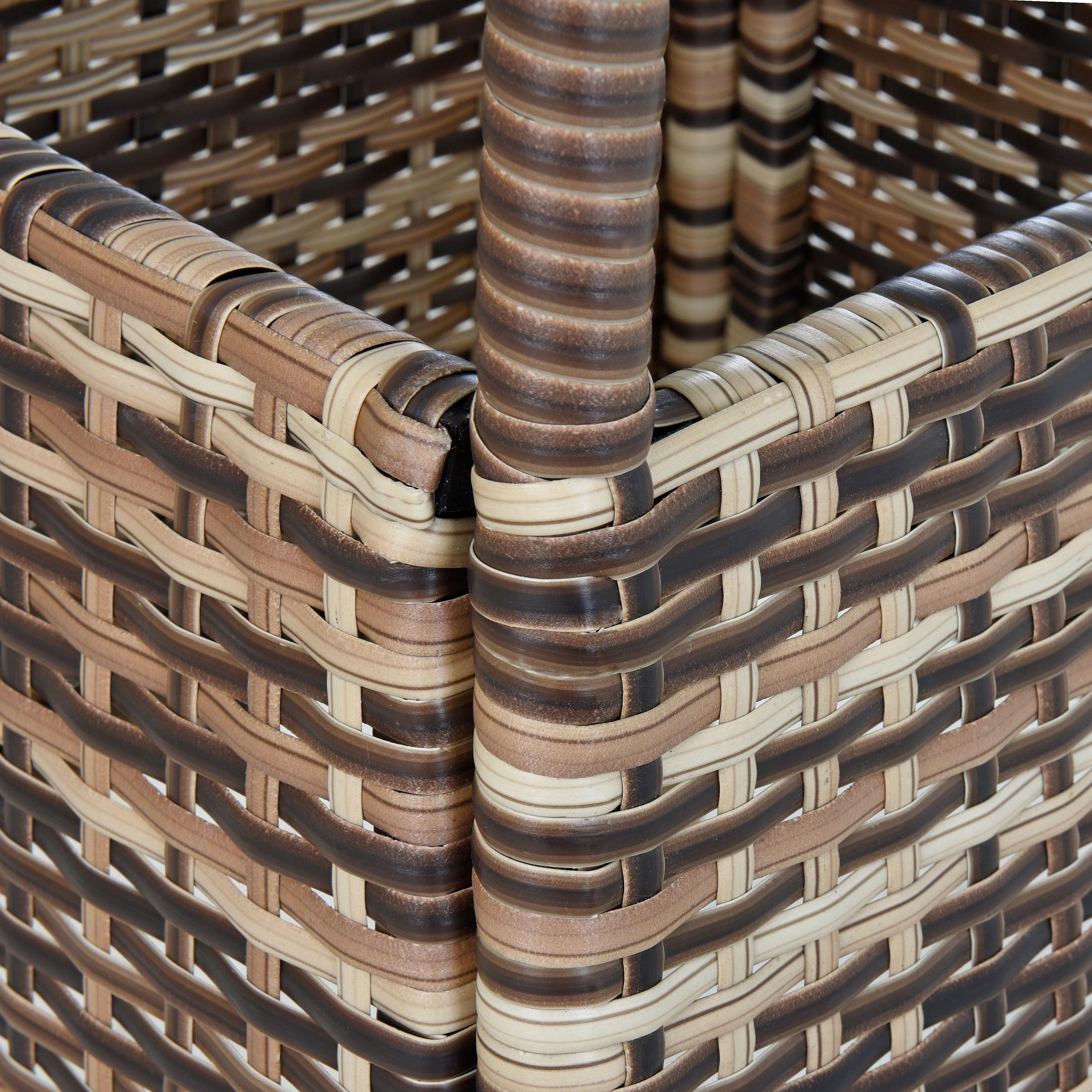 ESTEXO Gartentisch Polyrattan Beistelltisch Balkontisch 57 cm Rattan Tisch Beige-Braun – Bild 4 von 5