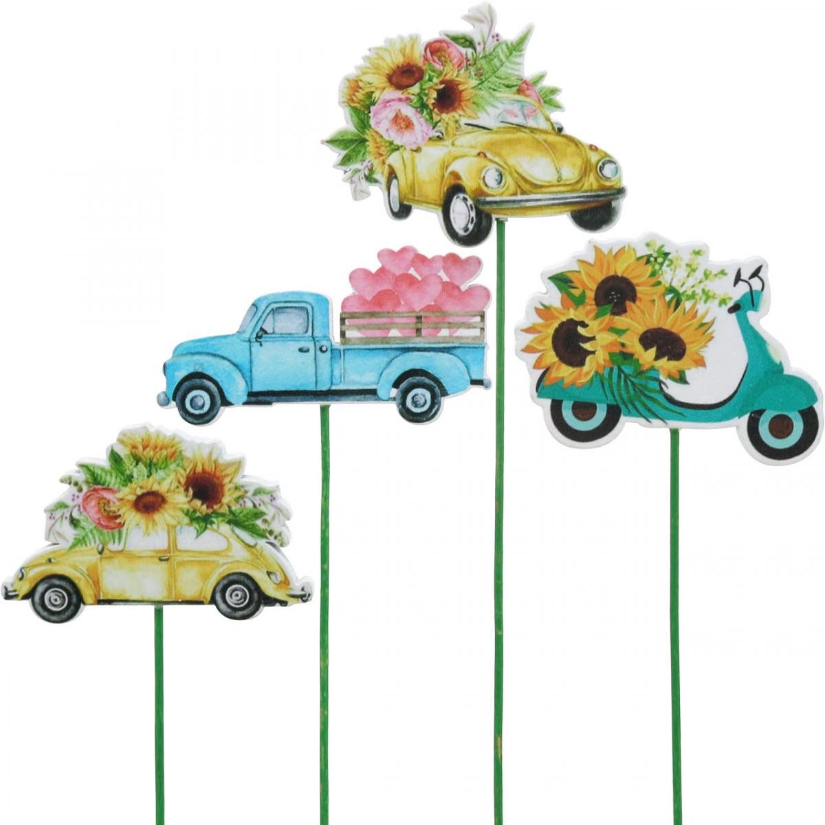 Viana Gartenstecker Originelle Auto Gartenstecker Deko, Holz, 16-tlg, Geschenkidee, 16 St