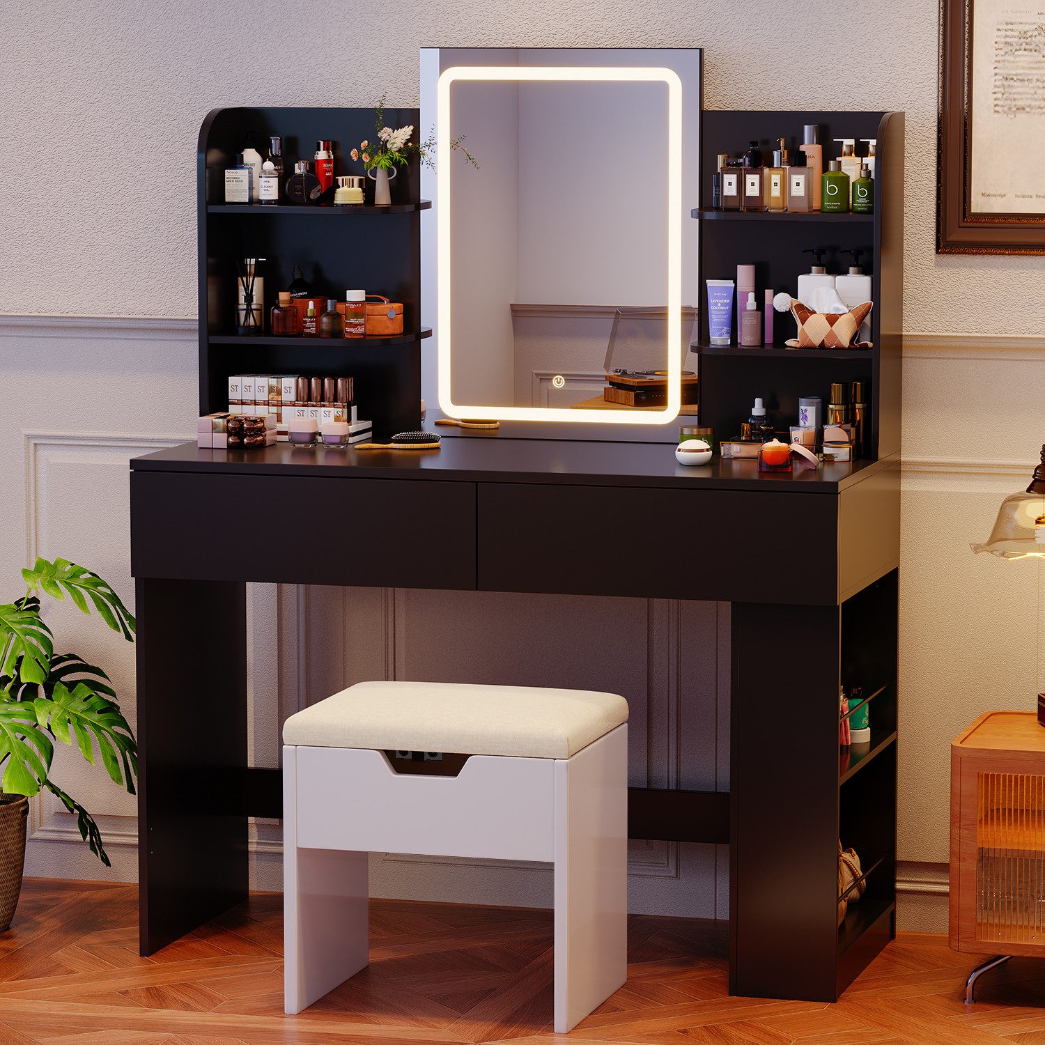 HOMALL Schminktisch mit Spiegel, LED-Beleuchtung, einstellbare günstig online kaufen