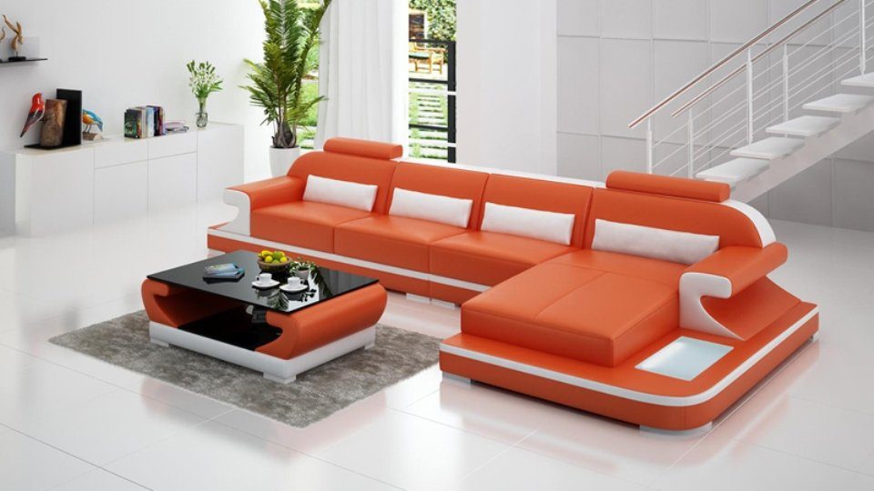 Eck Ecksofa, Ledersofa Wohnlandschaft Couch Ecksofa Sofa Design JVmoebel Modern