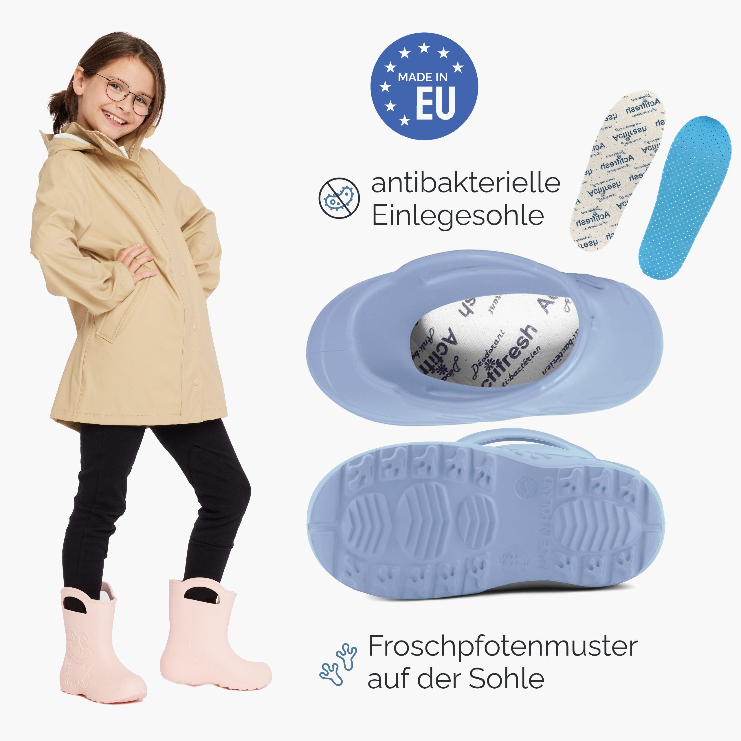 Ladeheid Kinder EVA Regenstiefel für Mädchen und Jungen LA-CA-01 Gummistiefel