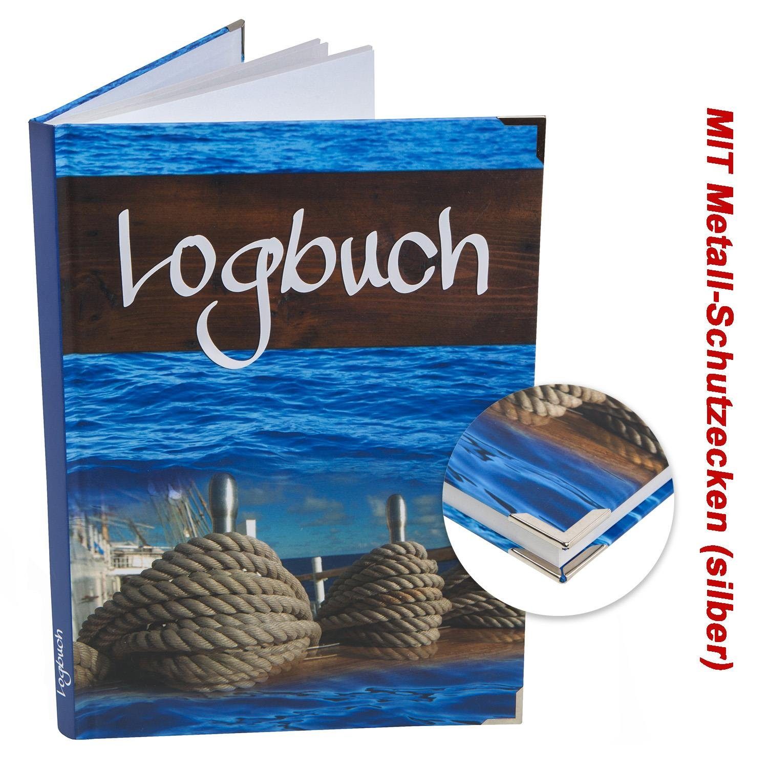 Metallecken mit DIN A4 Logbuch Tagebuch Sailing Hardcover Logbuch-Verlag
