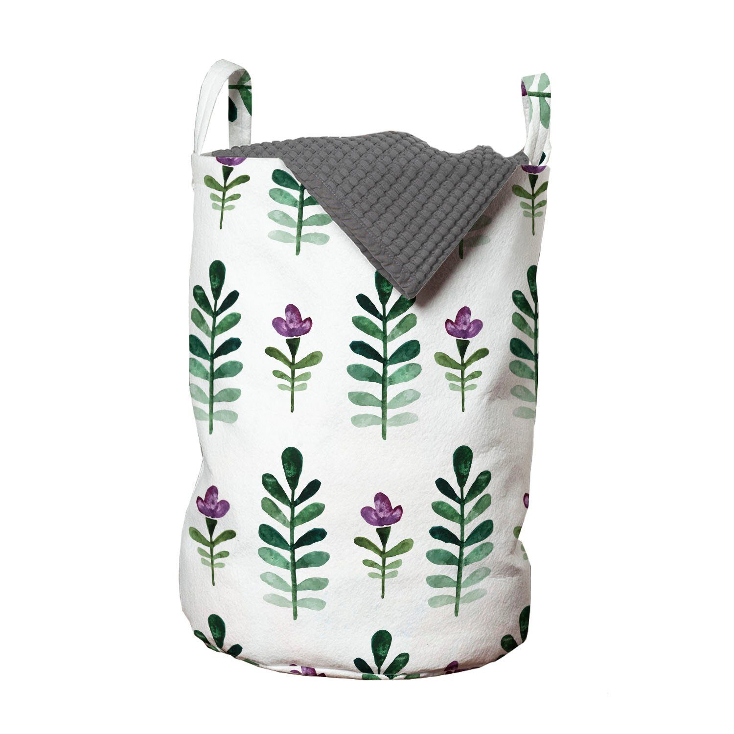 Abakuhaus Wäschesäckchen Wäschekorb mit Griffen Kordelzugverschluss für Waschsalons, Blume Violet Blossom Botanik