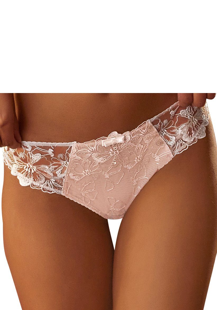 in weiß-caramel Tanga einzigartigem Blumen-Design JETTE