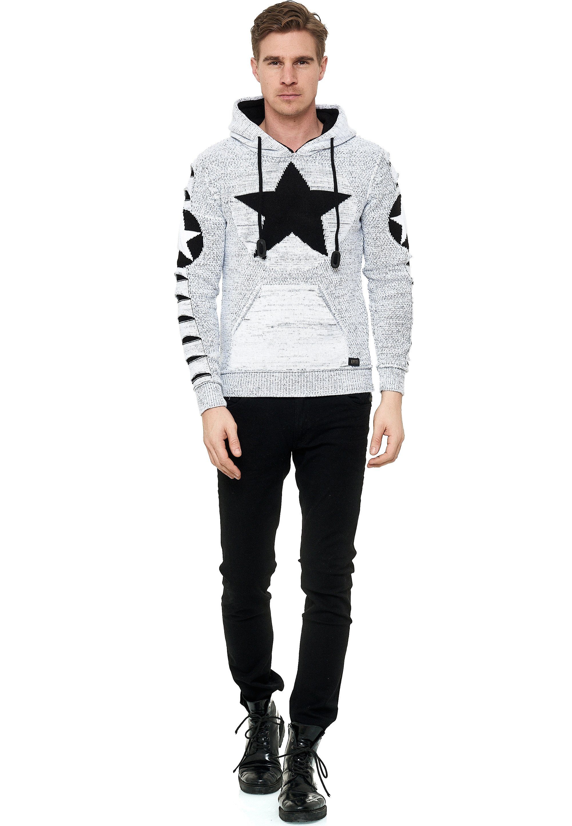 weiß-schwarz großem Rusty Kapuzensweatshirt Neal mit Stern-Design