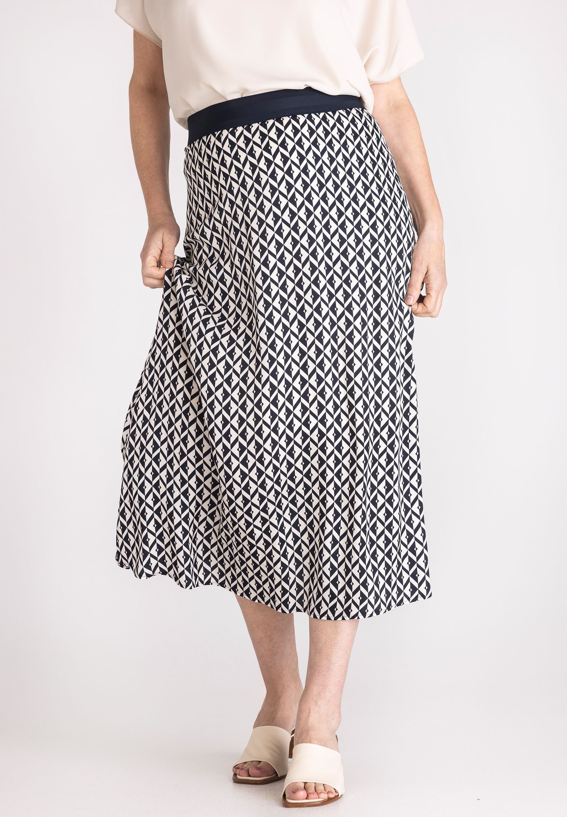 FRANK WALDER Midirock mit elastischem Bund