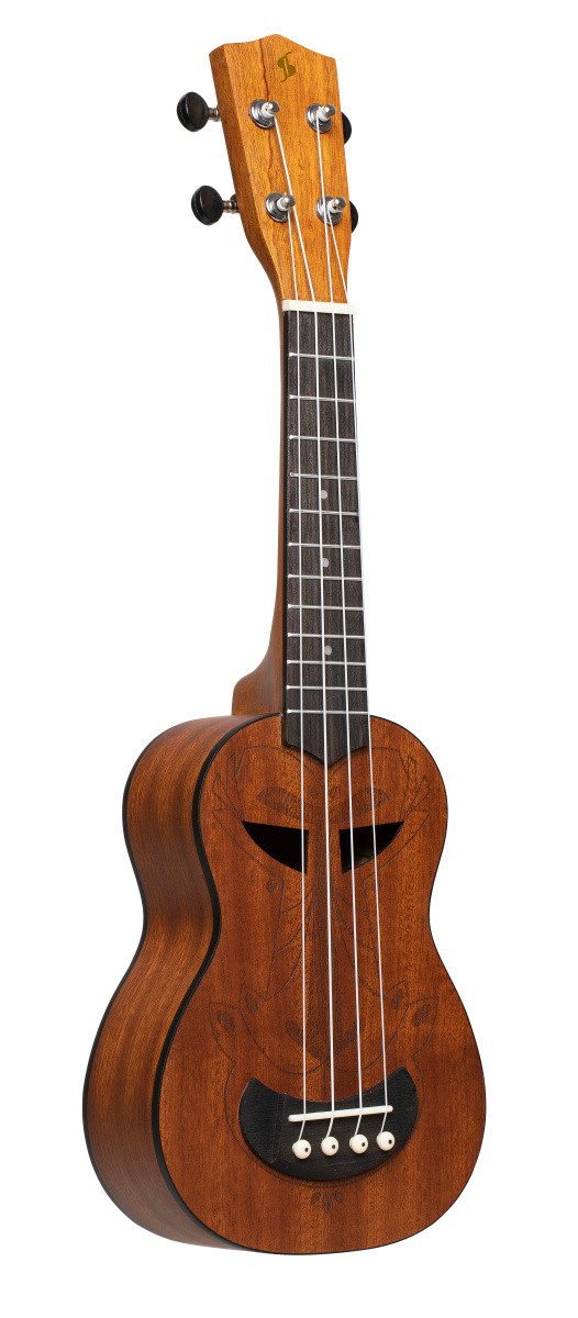 Stagg Ukulele Tiki Serie Sopran-Ukulele mit Sapele-Decke, Ah-Finish, mit schwarze...