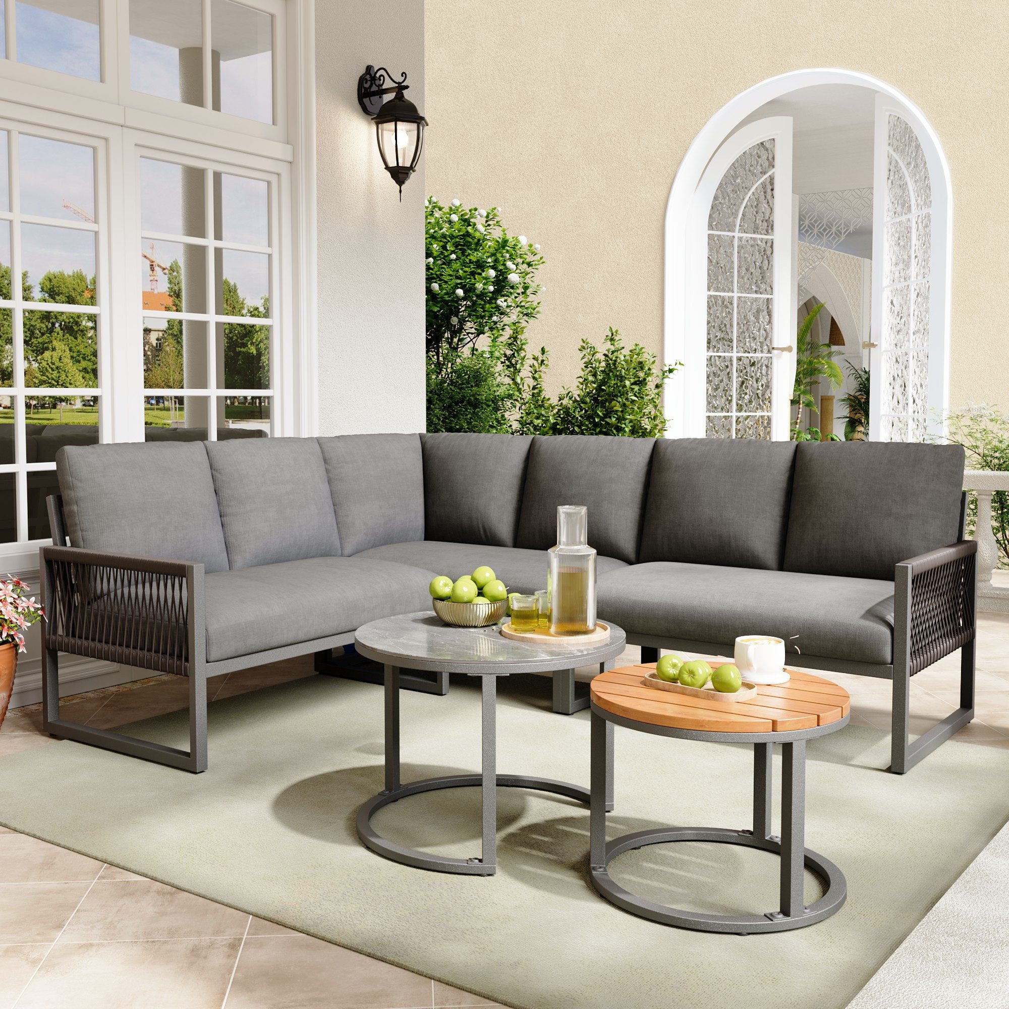 HAUSS SPOLE Gartenlounge-Set mit Ecksofa, Couchtisch günstig online kaufen