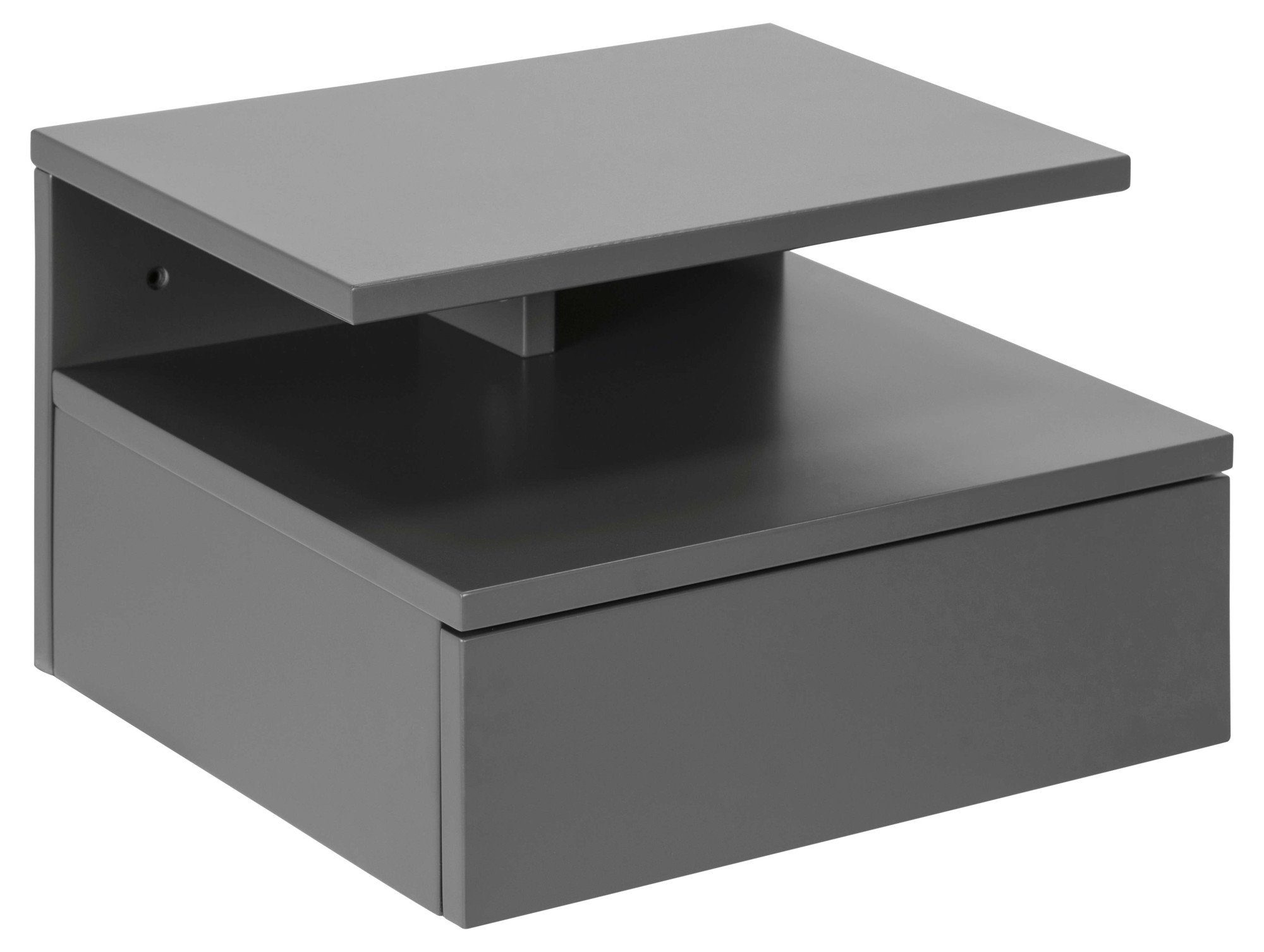 ACTONA GROUP Nachttisch Ashlan Nachtkommode, Nachtschrank, wandmontiert, 1 Schublade, 1 Fachboden, Metallschienen