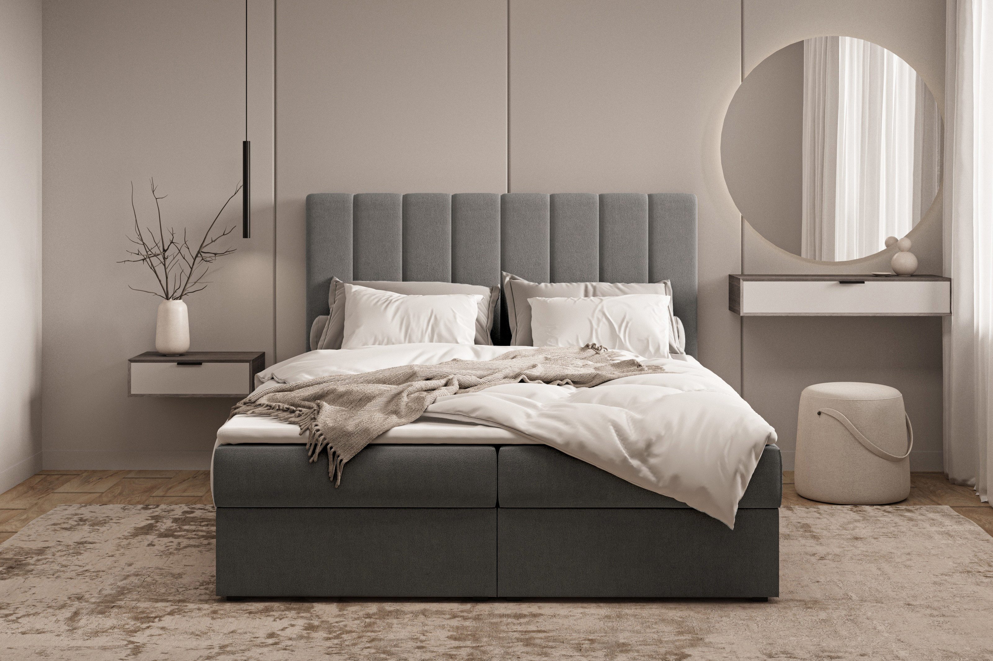 MOEBLO Boxspringbett Bett 01 (Bonell, Topper, Doppelbett gepolstertes Kopft günstig online kaufen