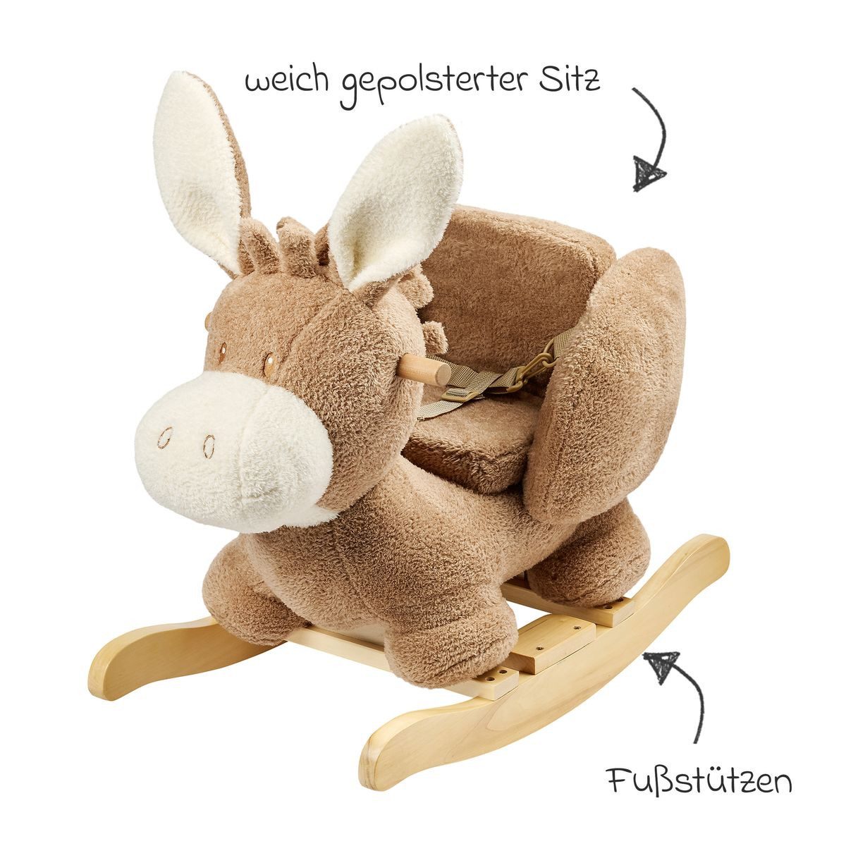 Nattou Steckenpferd Esel - Beige, ab 10 Monaten inkl. Sicherheitsgurt