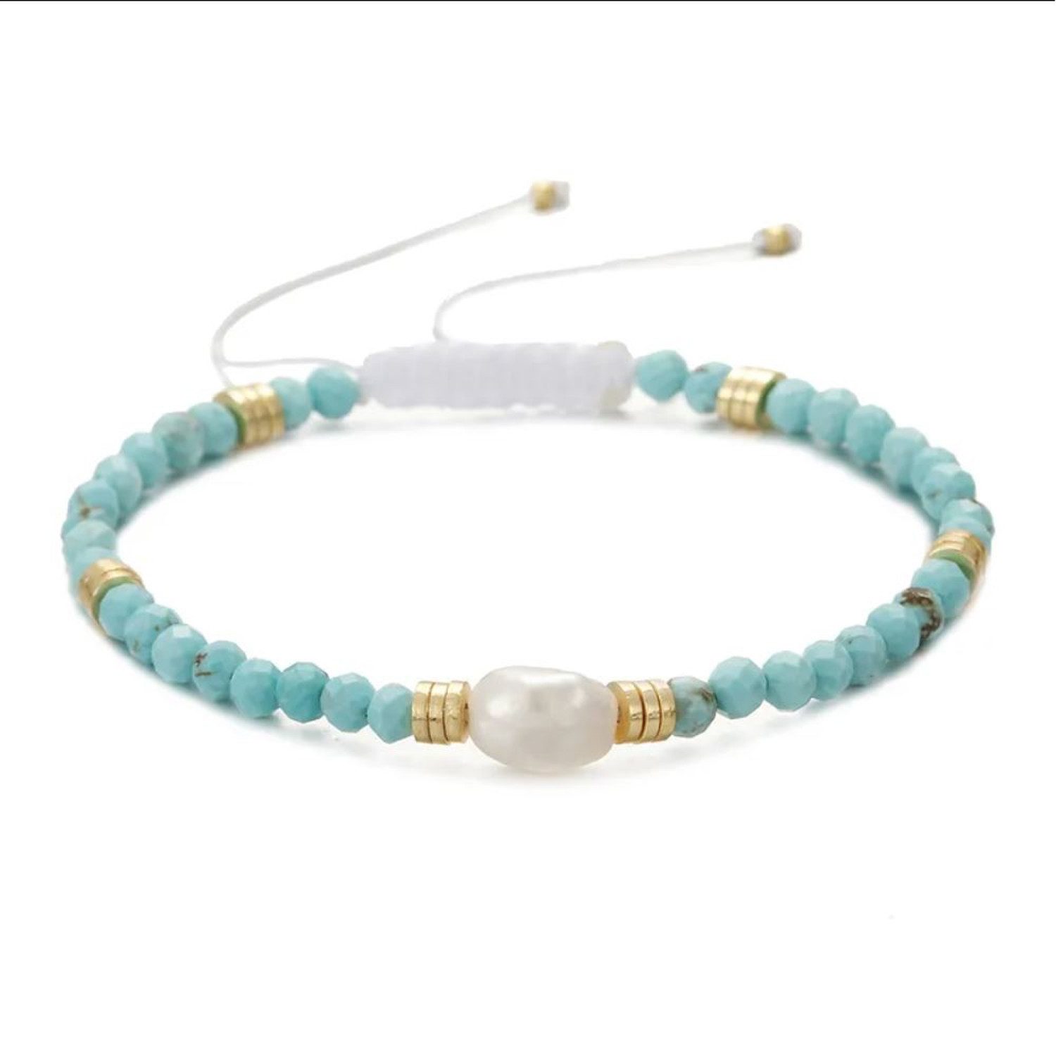 KARMA Perlenarmband Damen Armband Süßwasserperlen Blau, günstig online kaufen