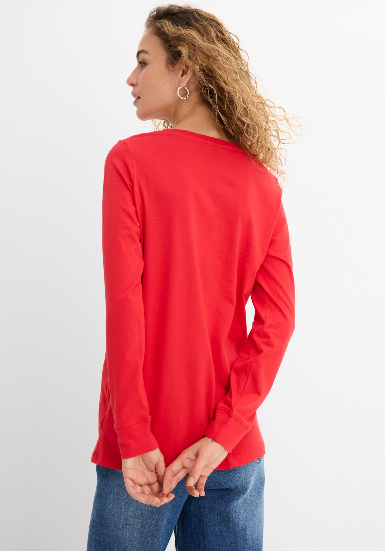 bonprix Longshirt (Packung, 5-tlg) Langarm, aus reiner Baumwolle, mit abgesetzten Bündchen am Ärmel