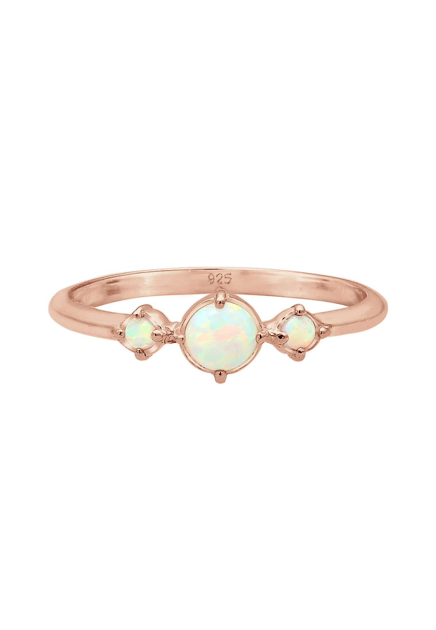 Trio Opal Rosegold Fingerring Elli 925er Rund Silber Vintage