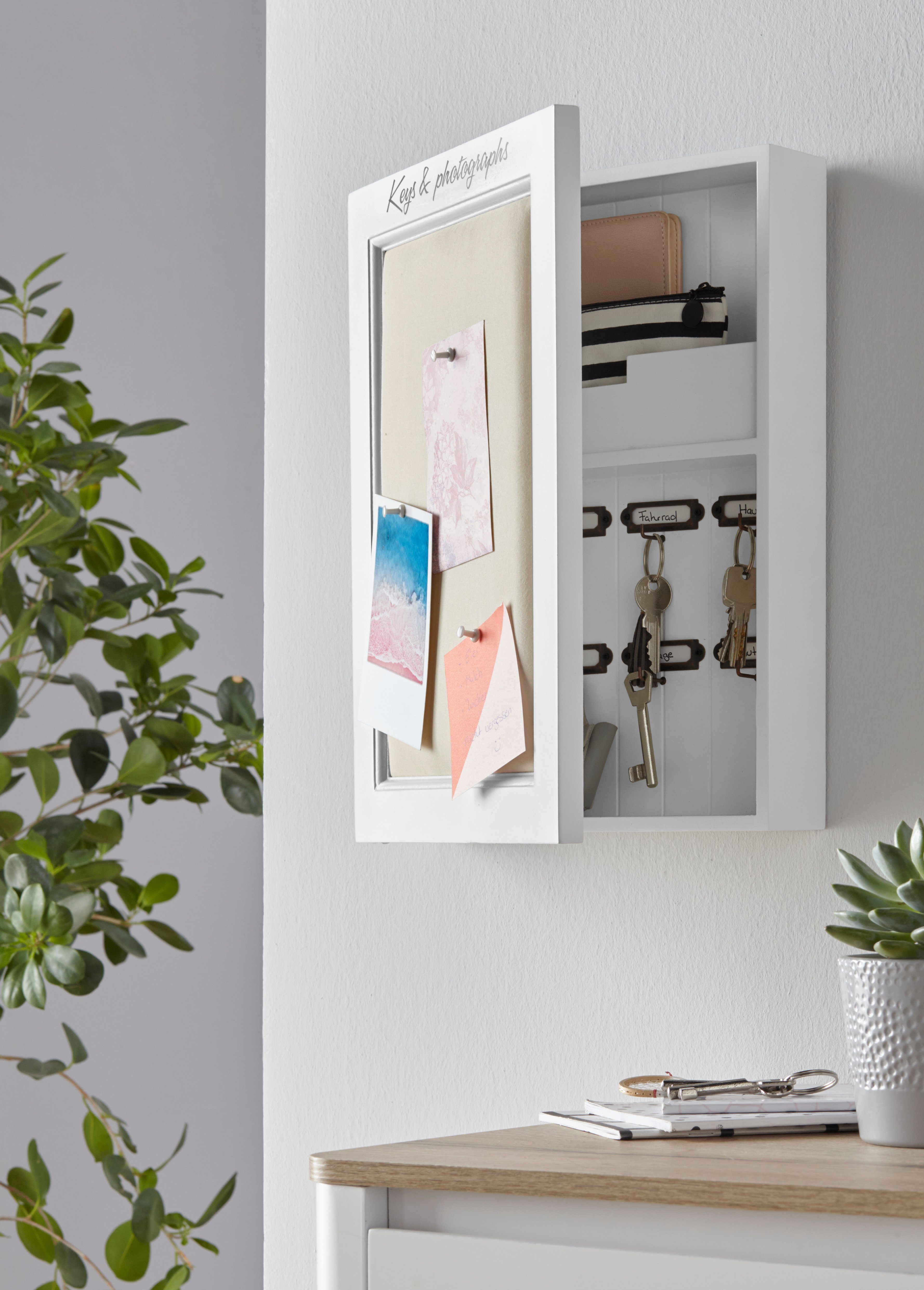 OTTO home Schlüsselkasten, mit Leinenkissen zum Anpinnen von Fotos und Notizen
