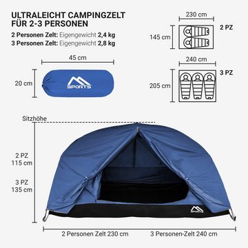 MSports® Igluzelt Campingzelt - Ultraleicht Zelt für 2 Personen Würfelzelt Wasserdicht Winddicht Kuppelzelt Zelt