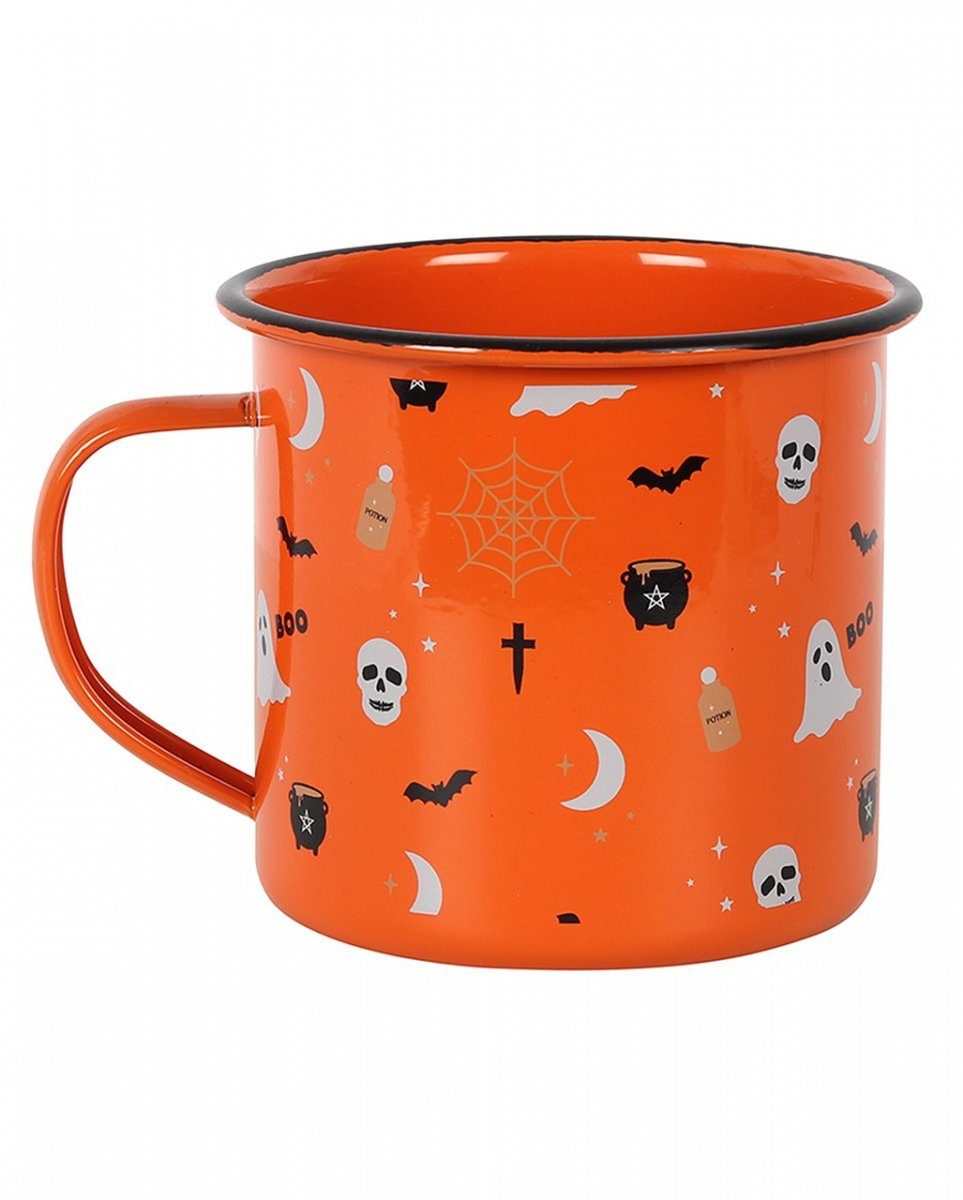 Horror-Shop Dekofigur Spooky Halloween Tasse im Emaile Style | Dekofiguren