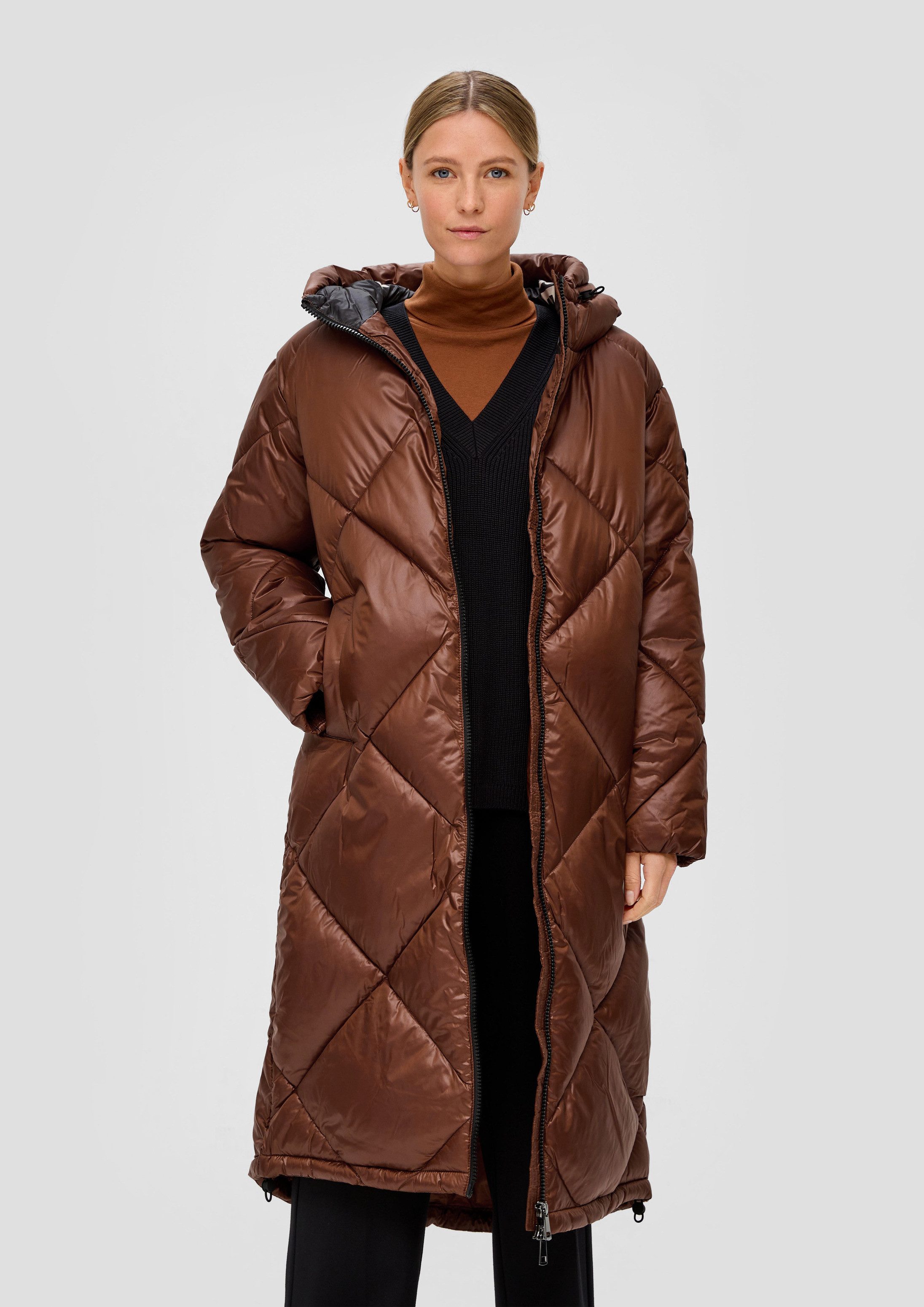 s.Oliver Wintermantel Outdoor-Mantel Mantel mit Kapuze und Steppmuster