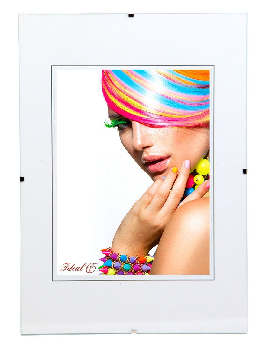 IDEAL TREND Bilderrahmen Rahmenlos Bildhalter Klarglas Bilderrahmen Wanddek günstig online kaufen