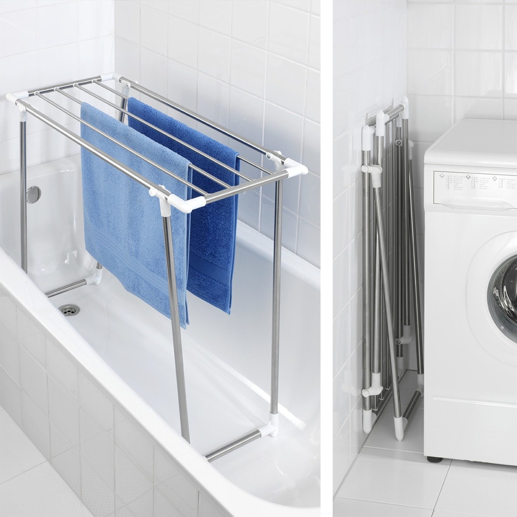 WENKO Wäscheständer Modell Profi Single, schmaler Wäschetrockner, 5,50 m Trockenlänge, für Balkon & Badewanne