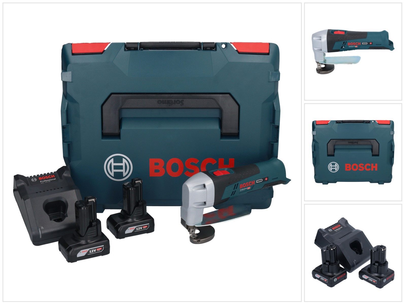 Bosch Professional Akku-Universalschere GSC 12V-13 Professional Akku Blechschere 12 V + 2x Akku 6,0 Ah + Lade