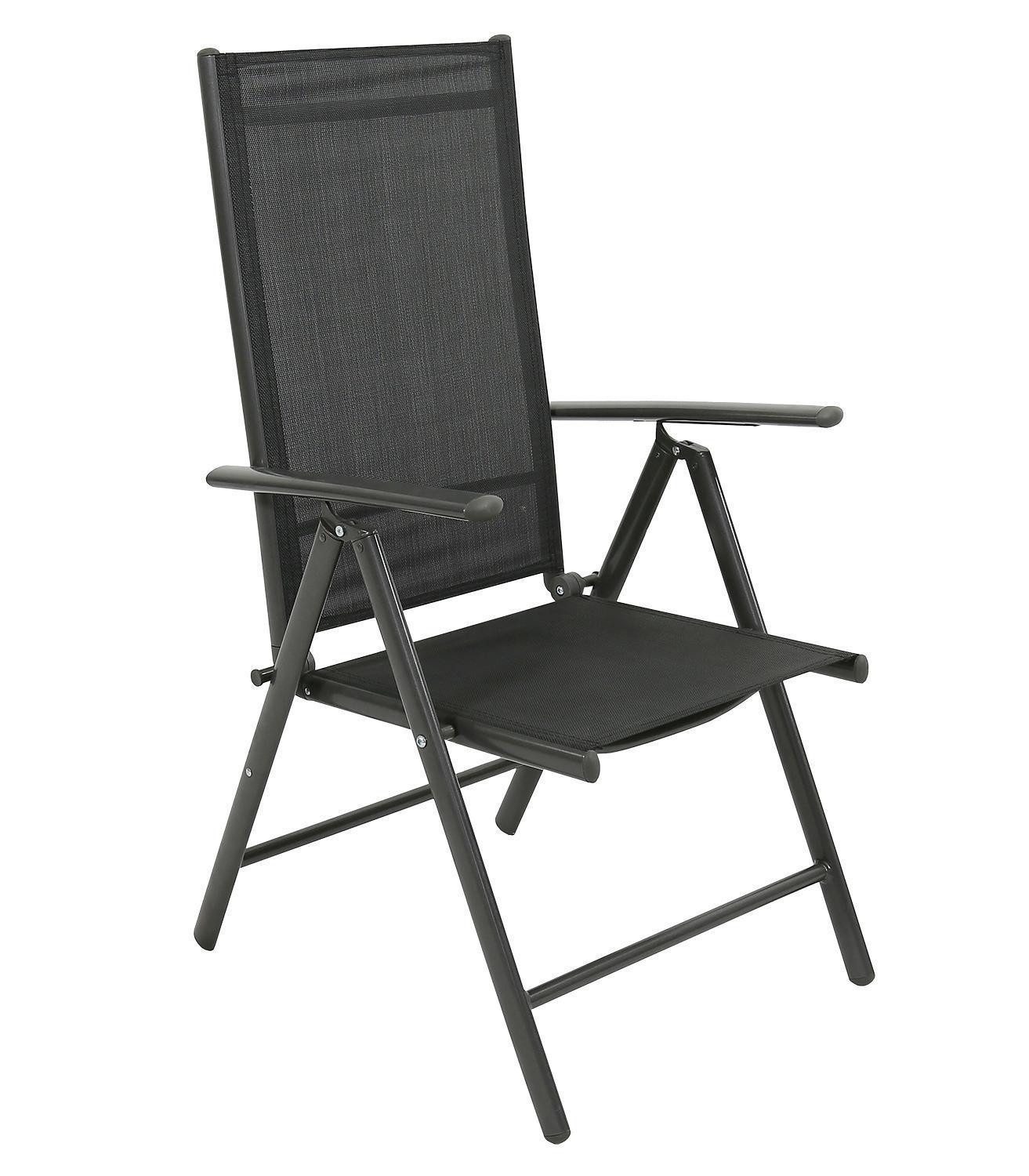 Outdoor Klappstuhl DALLAS, Anthrazit, Aluminium, Textilen, (1 St), Klappbar, Rücken verstellbar, B 56 x H 107 x T 67 cm