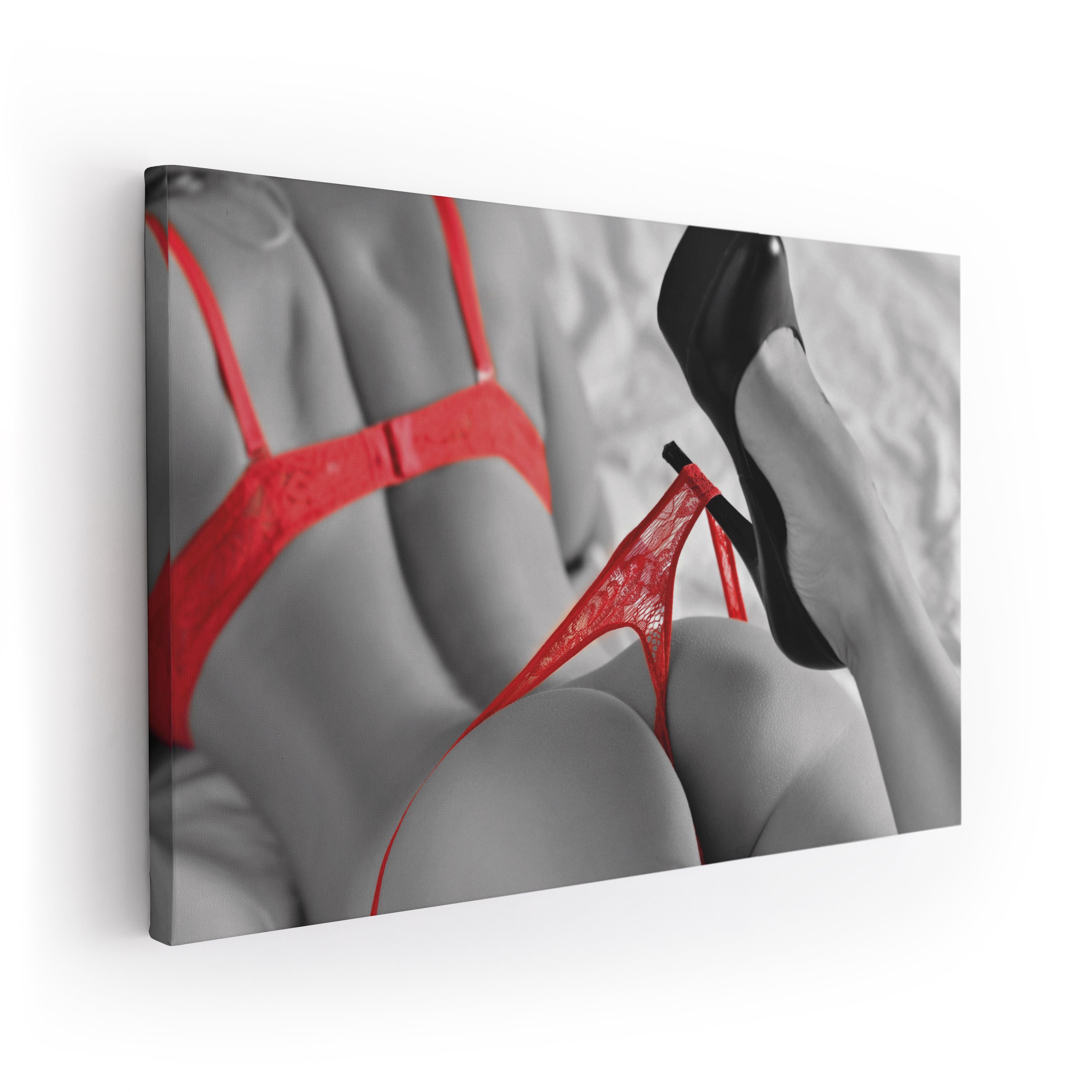 ArtMind XXL-Wandbild ROTE DESSOUS, Premium Wandbilder als Poster & gerahmte Leinwand in verschiedenen Größen, Wall Art, Bild, Canva