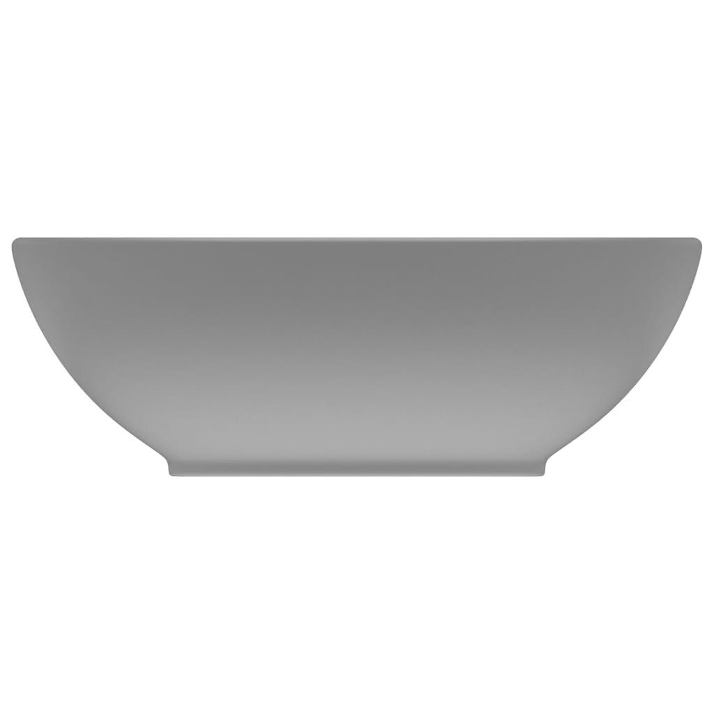 vidaXL Waschbecken Ovales Waschbecken Badezimmer Aufsatzwaschbecken Matt Hellgrau 40x33 c