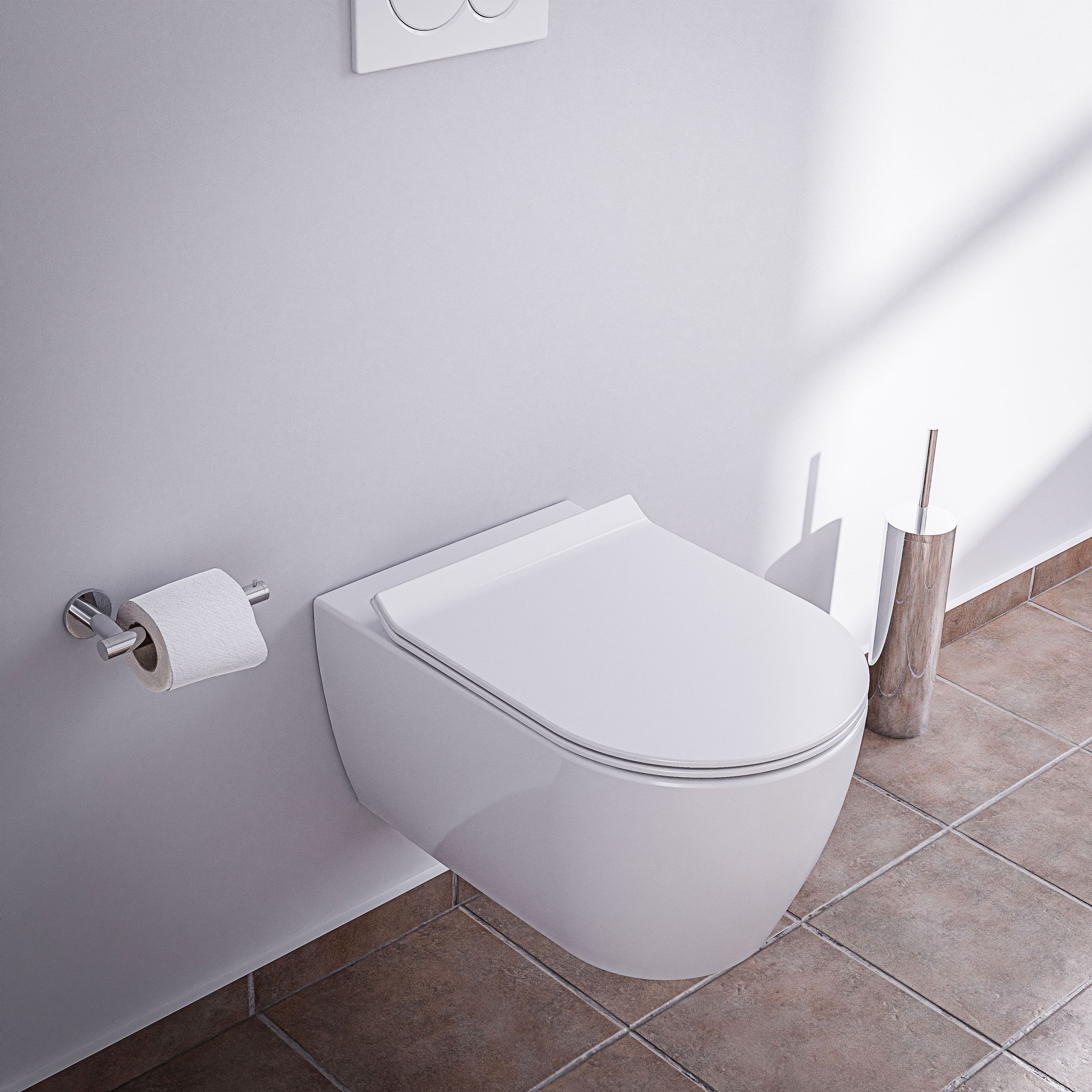 Bernstein Tiefspül-WC NANO NT2039, Wandmontage, Abgang Waagerecht, Wählbarer Soft-Close-Sitz