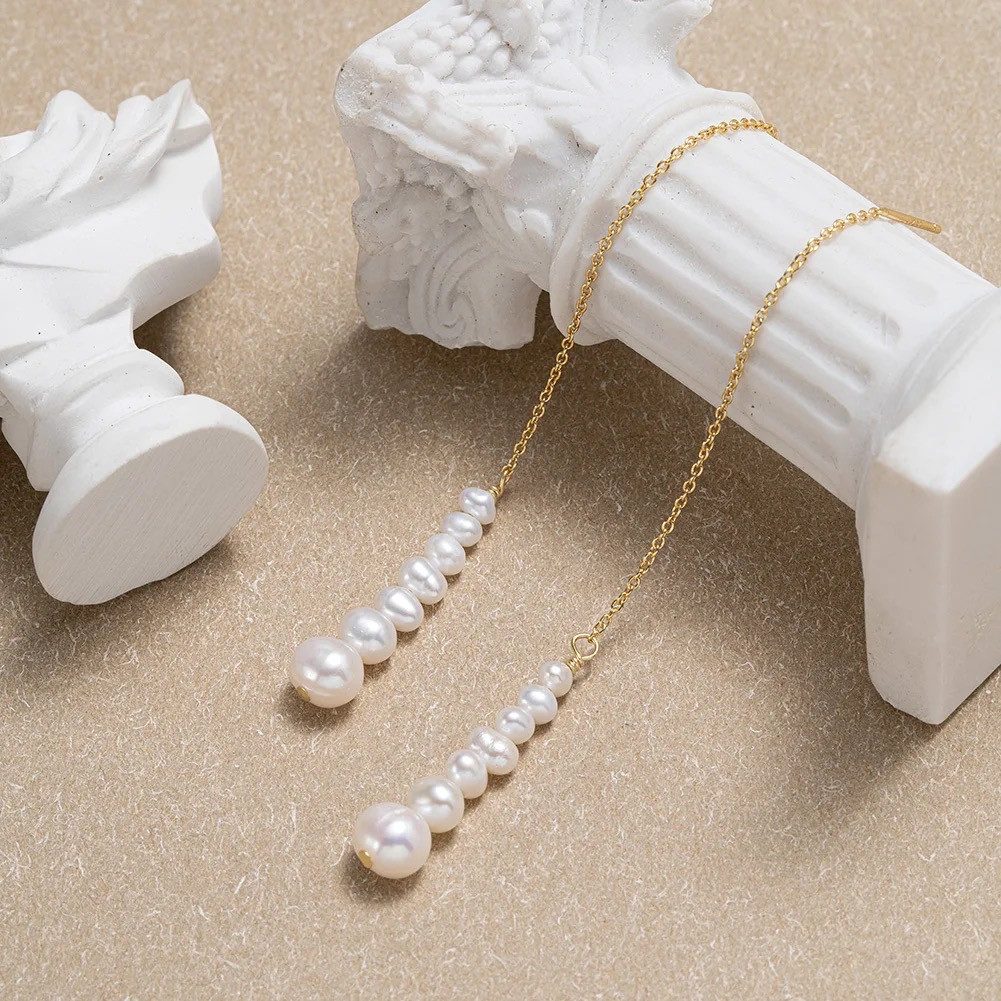 Runde Perlé Perlenohrringe Kettenohrringe mit 7 Perlen, handgefertigte Ohrh günstig online kaufen