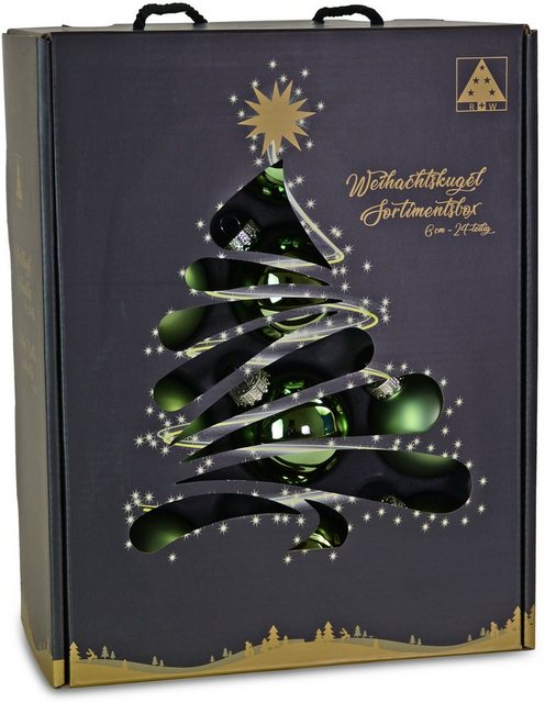 RIFFELMACHER & WEINBERGER Weihnachtsbaumkugel (24 Stück), Ø ca. 6 cm, aus Glas, mit praktischer Aufbewahrungsbox-Otto