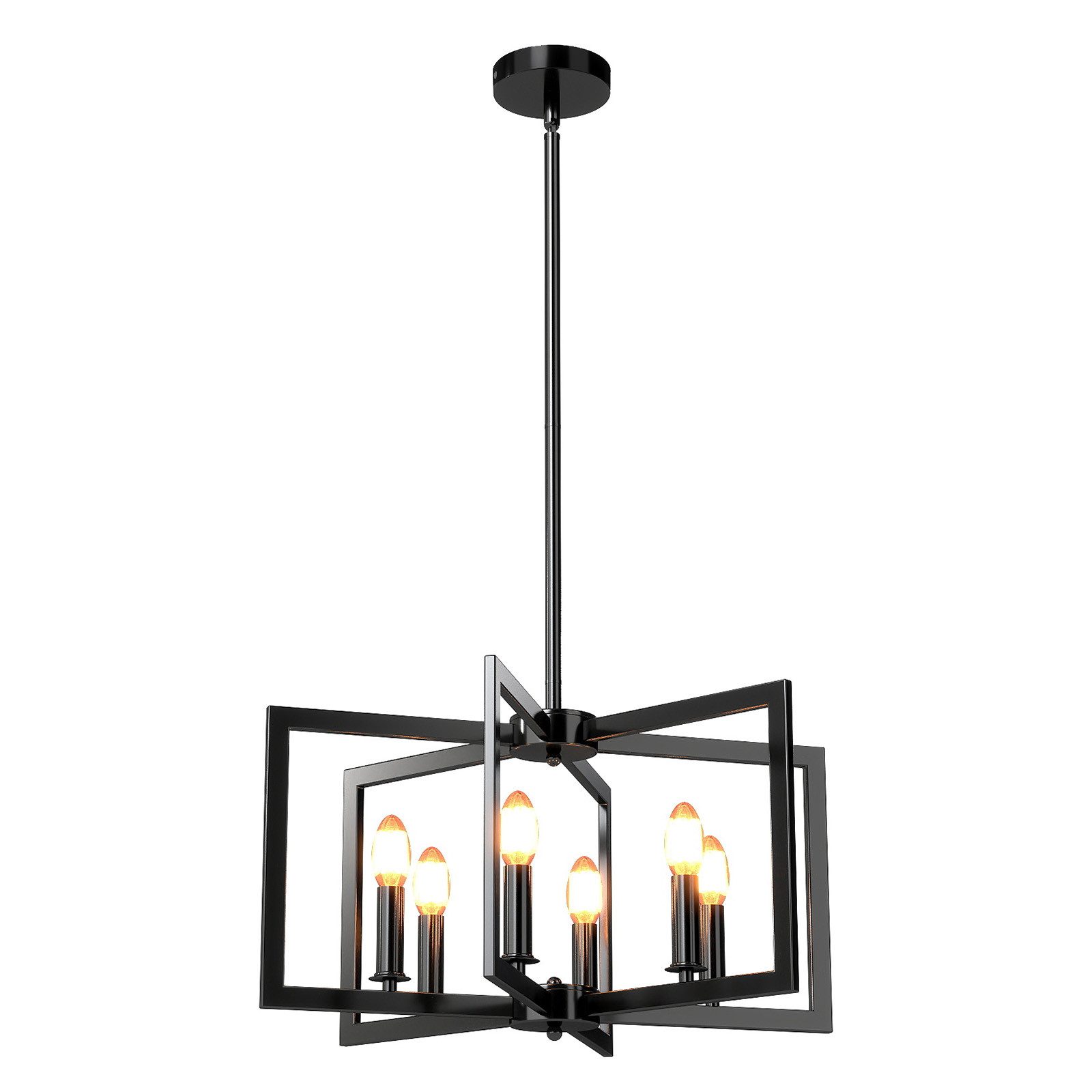COSTWAY Pendelleuchte, 6-Flammen mit 67-15 cm verstellbarer Höhe Schwarz