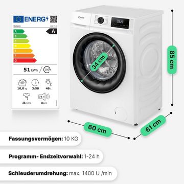 BOMANN Waschmaschine WA 7110, 10kg, max.1400 U/min, langlebiger Invertermotor