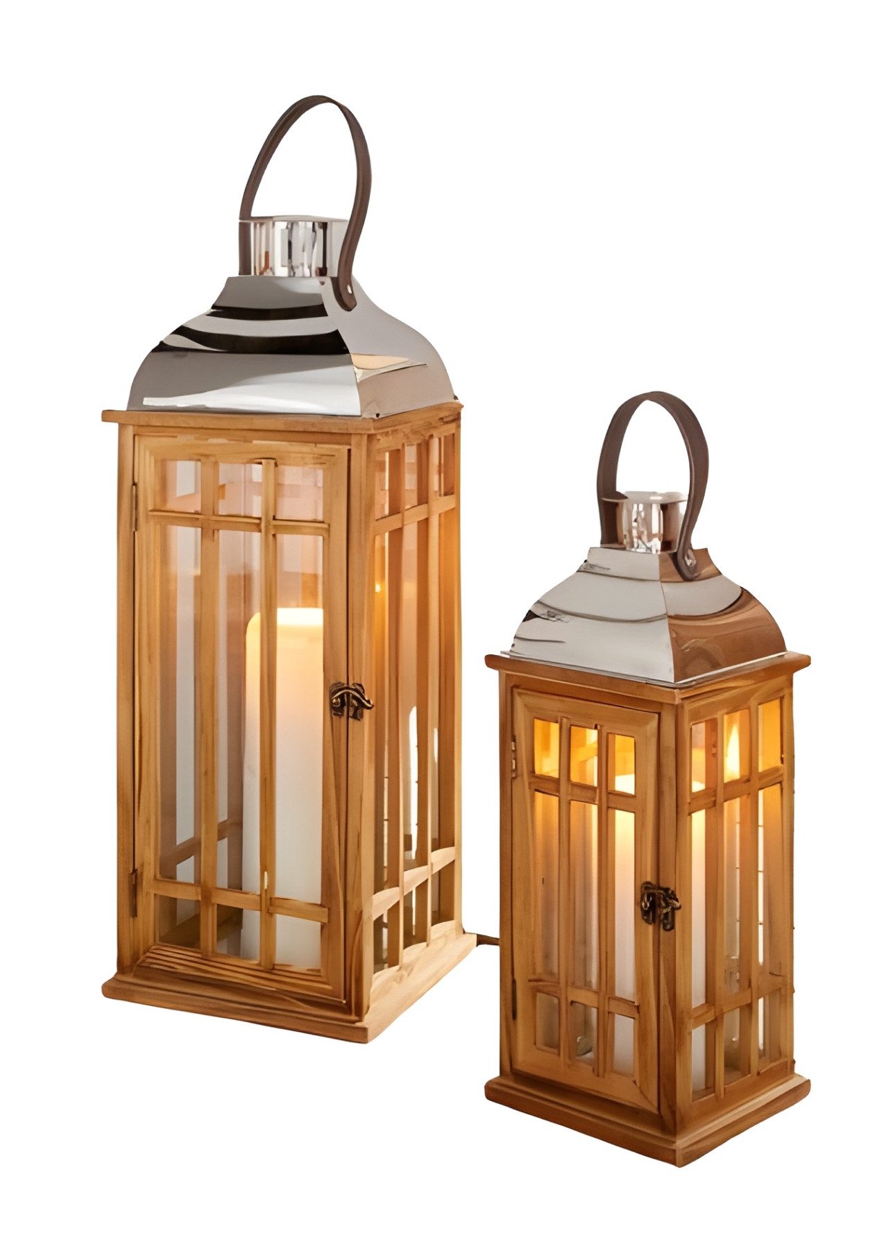 Dekoleidenschaft Kerzenlaterne "Wood" Laterne 40 / 60 cm hoch, Holz Windlic günstig online kaufen