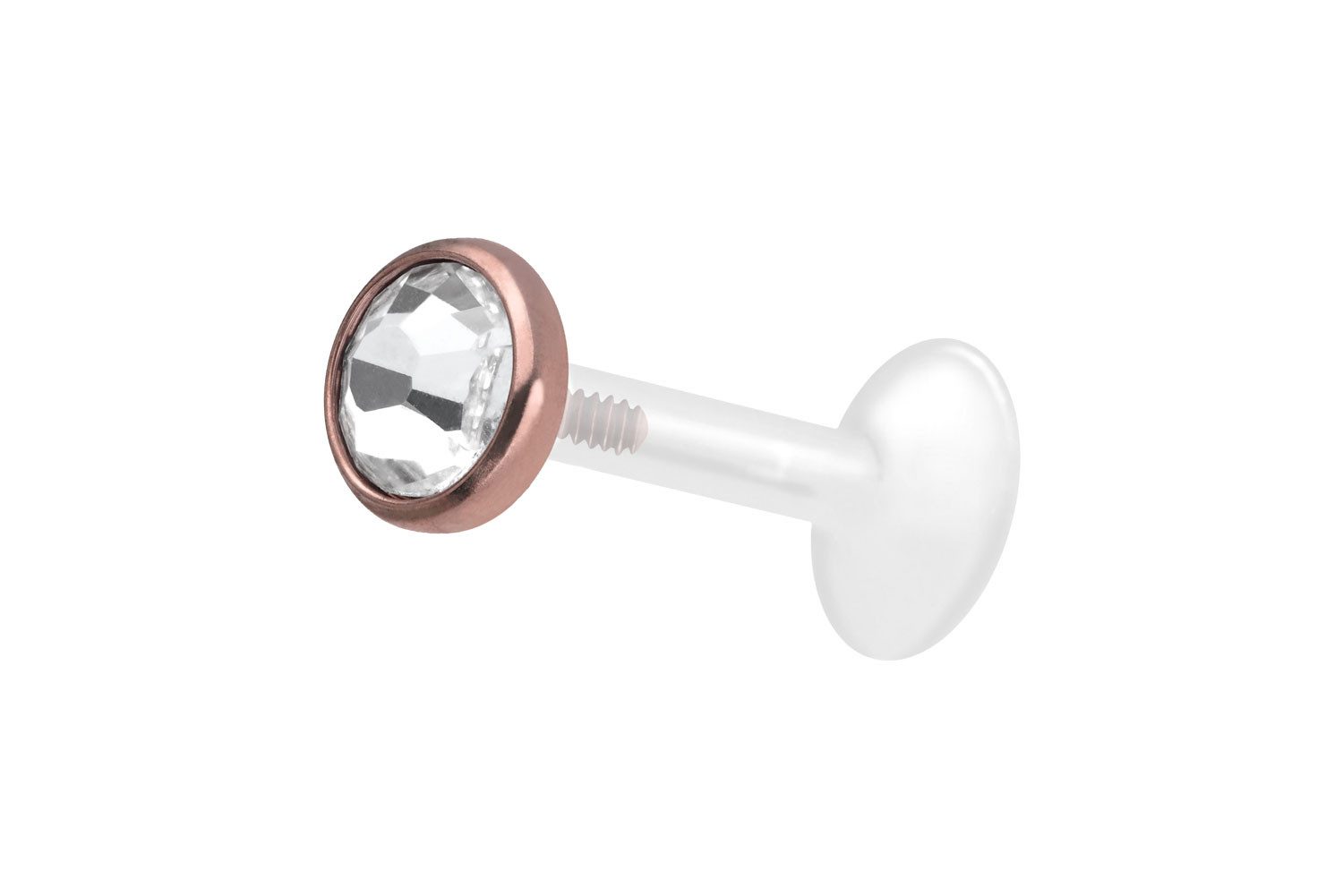 Piercing-Set PTFE Labret mit Innengewinde + Titan-Aufsatz KRISTALLDISC