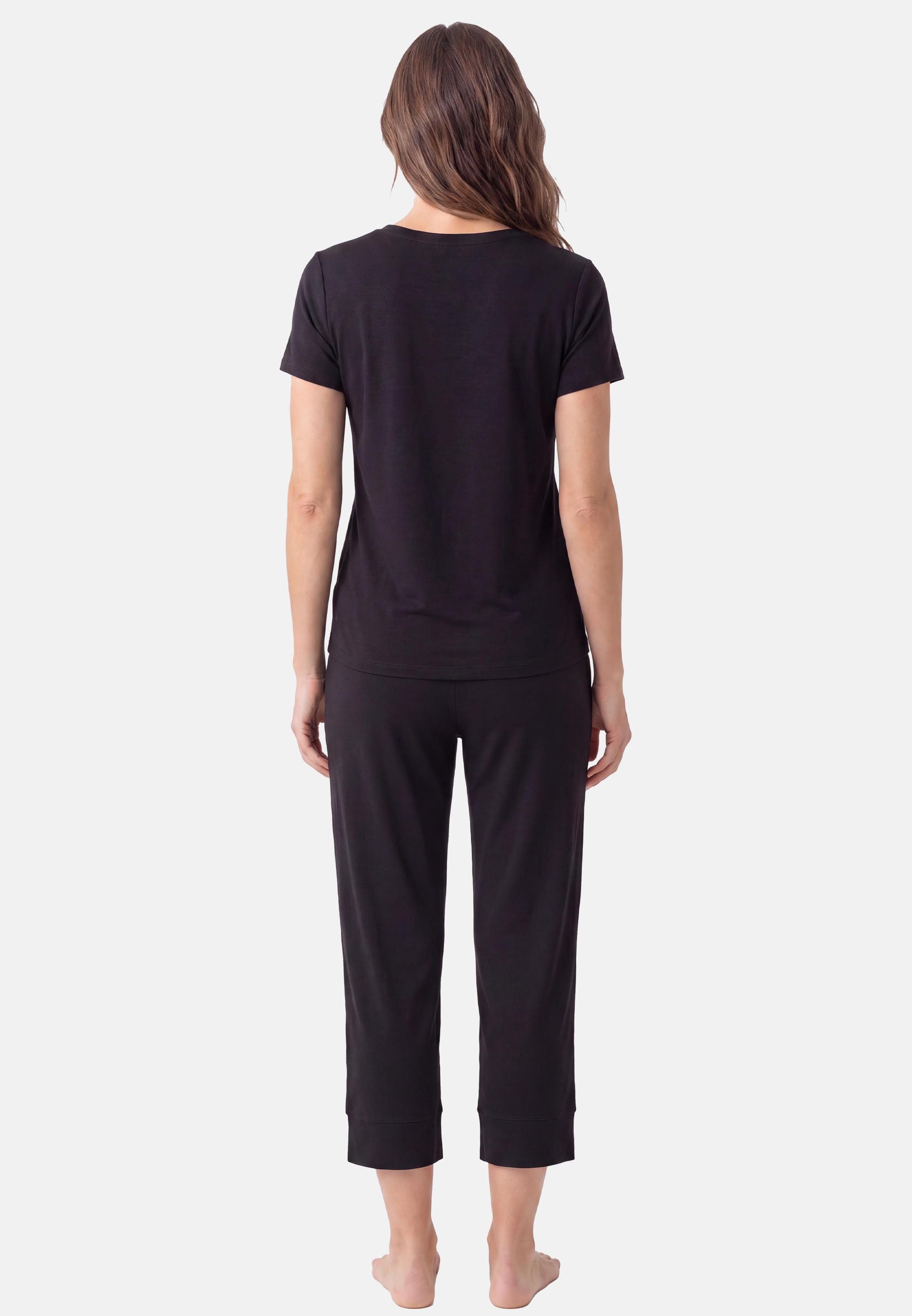 Schiesser Pyjama Mix & Relax (Set, 2 tlg) Schlafanzug - Atmungsaktiv - Set aus T-Shirt und Hose in 3/4-Länge