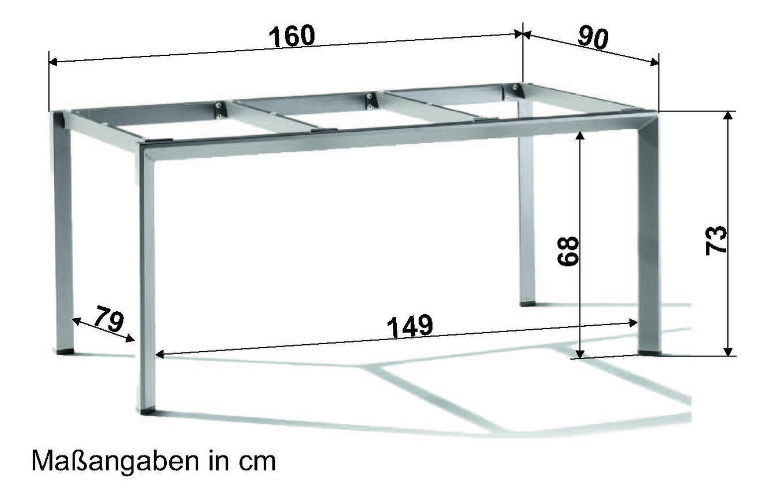 sieger Tischgestell Freesystem, in Eisengrau, Aluminium - 160x74x90cm (BxHxT)