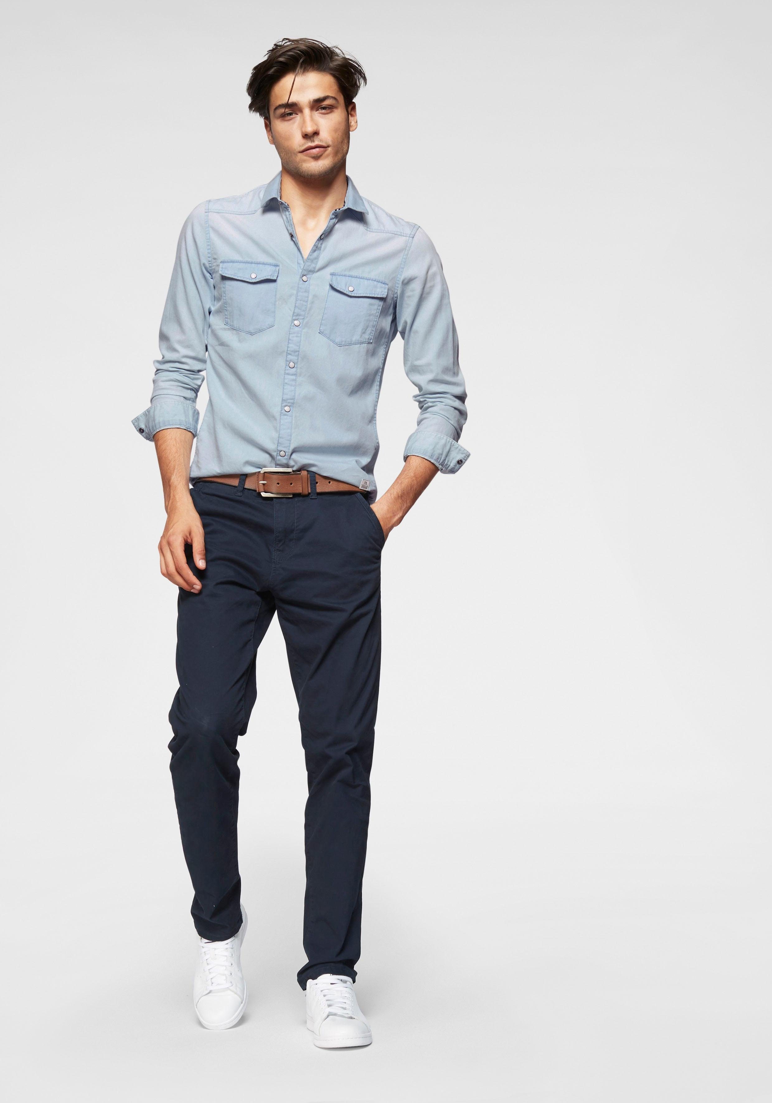 TOM TAILOR Denim Chinohose (mit Gürtel) leicht vorgewaschen – Bild 4 von 5