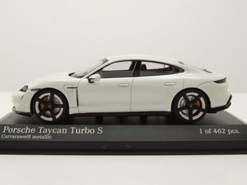 Minichamps Modellauto Porsche Taycan Turbo S 2020 weiß metallic Modellauto 1:43 Minichamps, Maßstab 1:43