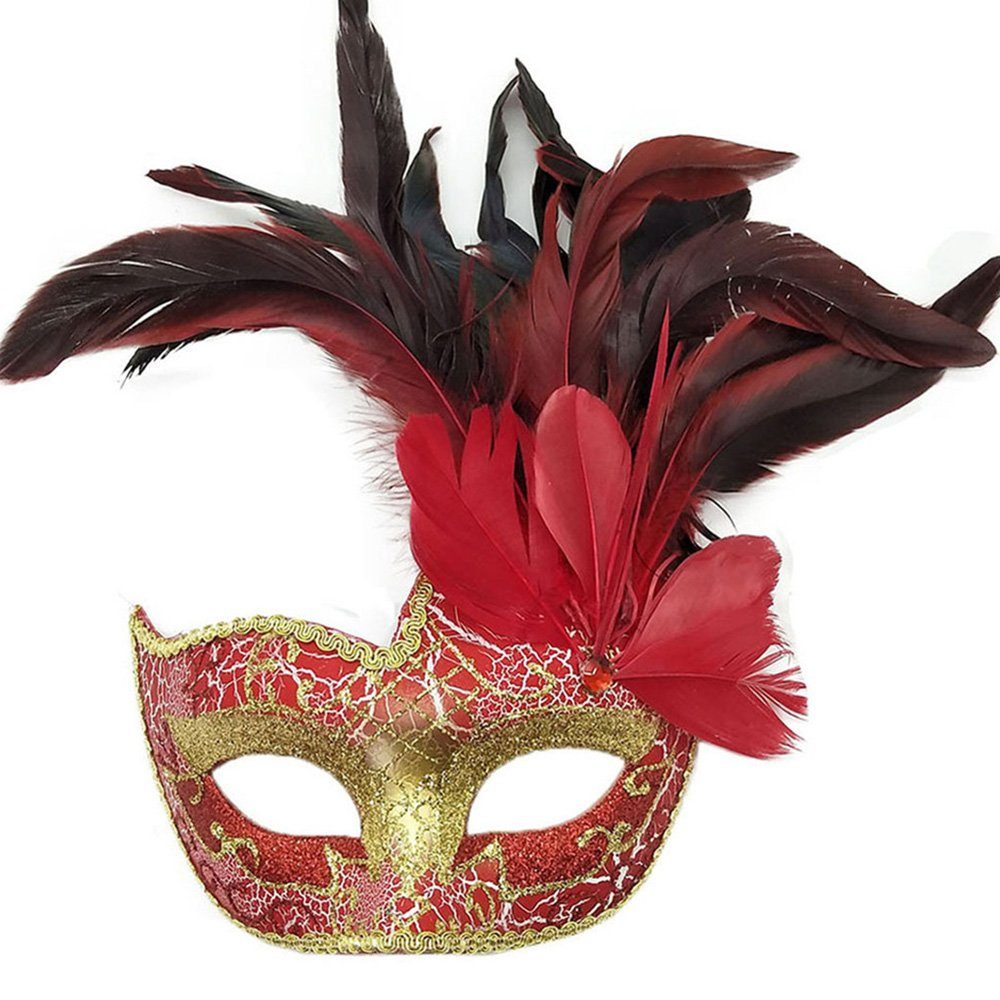 Dekorative Verkleidungsmaske Venezianische Maske, Halloween Maske mit Federn für party, (1-tlg), Maskerade Maske, Karneval Masken Halloween Masken