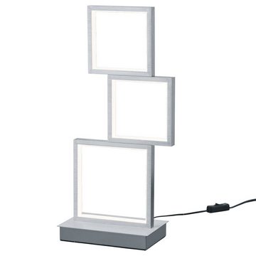 etc-shop LED Tischleuchte, LED-Leuchtmittel fest verbaut, Warmweiß, LED Tischlampe Beistellleuchte modern dimmbar Metall silber H 50 cm