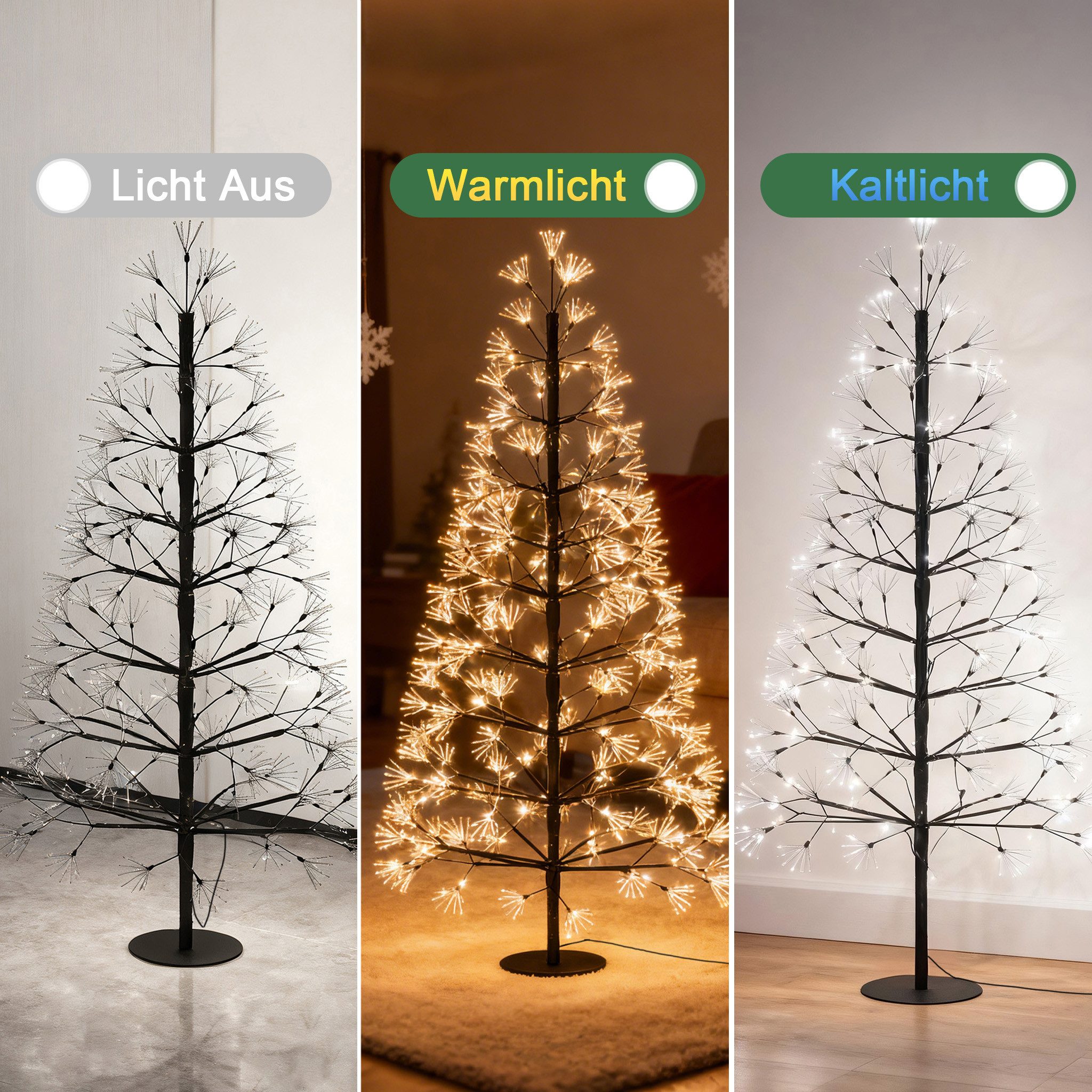 FIVMEN Künstlicher Weihnachtsbaum LED Metall Tannenbaum Weihnachtsbaumbeleuchtung Lichterbaum, Metall-Tannenbaum