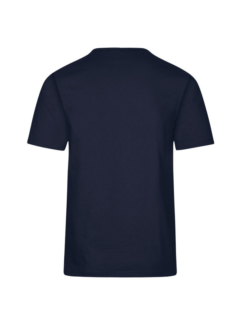 T-Shirt Baumwolle TRIGEMA DELUXE navy Knopfleiste Trigema mit T-Shirt