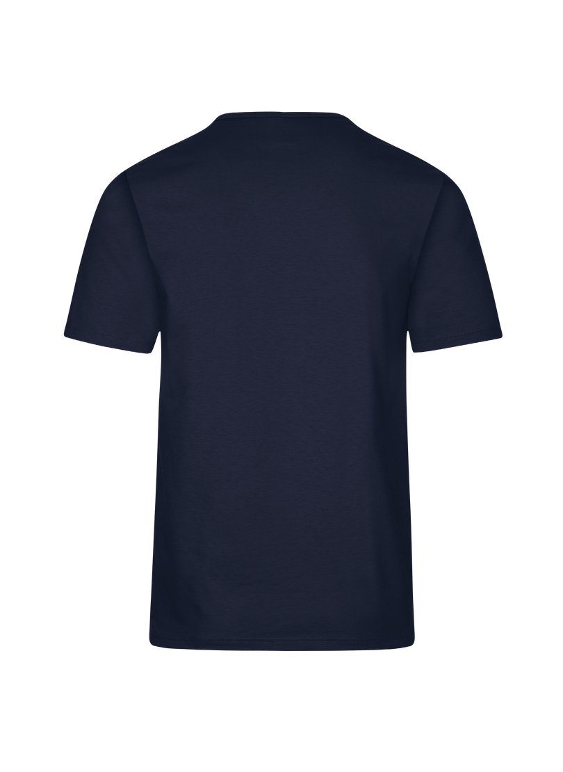 mit Baumwolle T-Shirt Knopfleiste DELUXE Trigema navy TRIGEMA T-Shirt