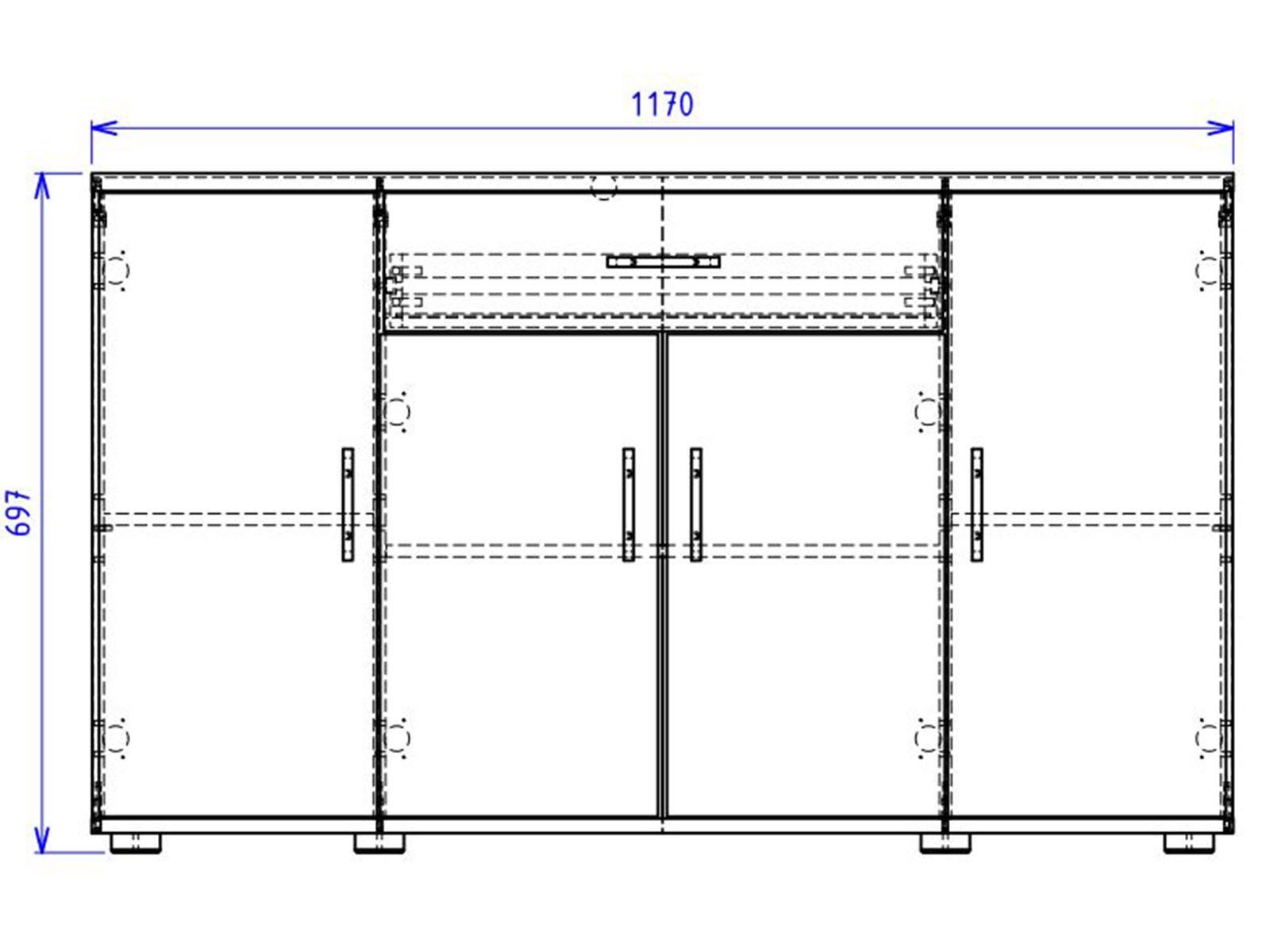 PREISBRECHER Sideboard Lissy, 118 x 70 x 30 cm (B/H/T)