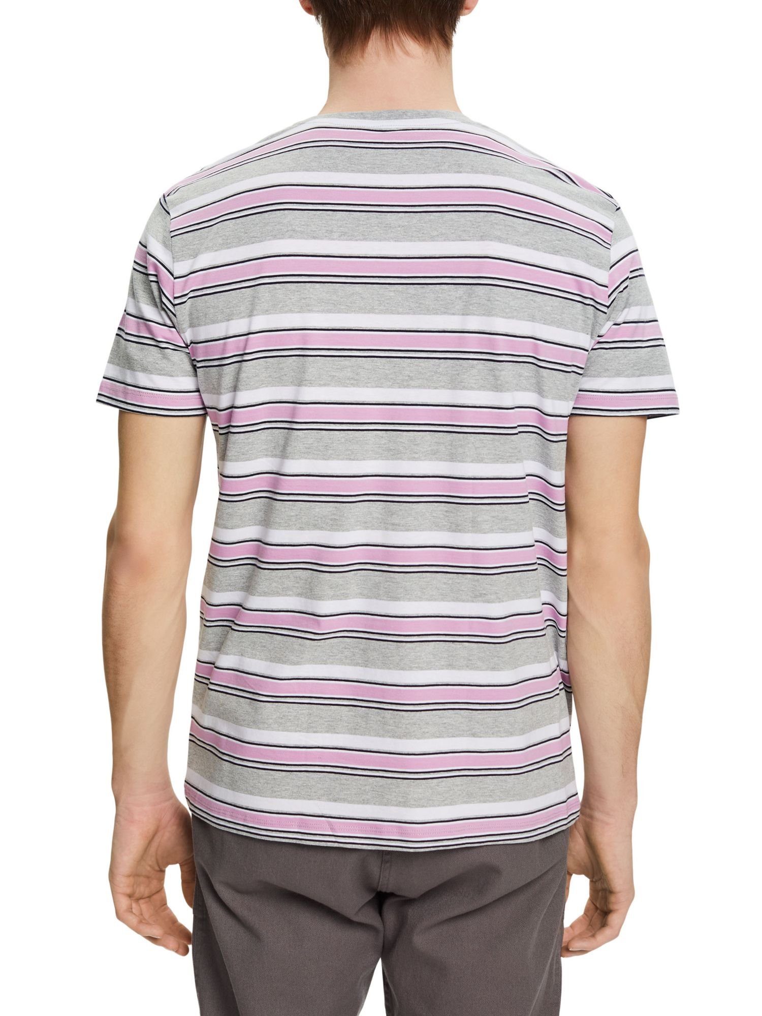 by Esprit nachhaltiger T-Shirt Gestreiftes aus Baumwolle (1-tlg) edc T-Shirt LILAC