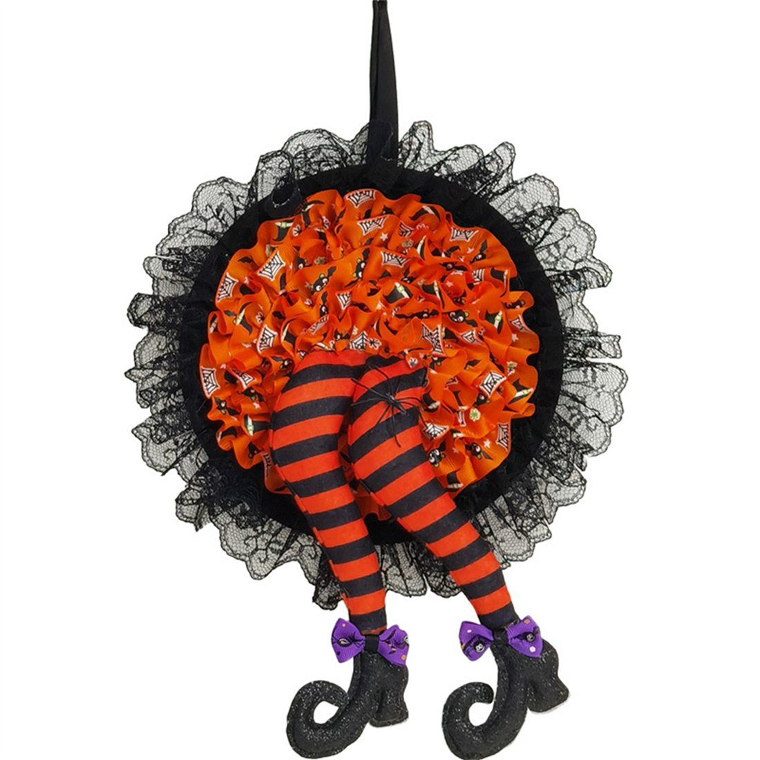Kunstgirlande Halloween Kranz Anhänger,Hexe Beine DÖRÖY orange Dress Requisiten, Anhänger,Party Up