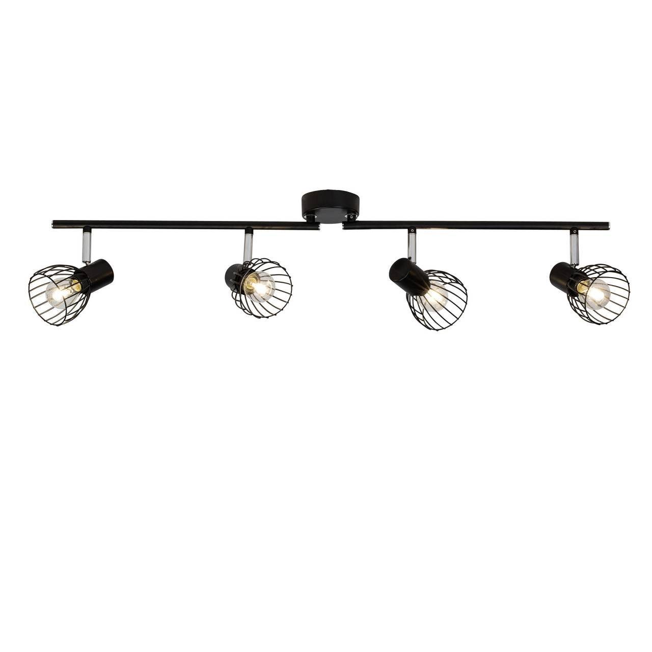 Brilliant Deckenleuchte Blacky, Lampe Blacky Spotrohr 4flg schwarz 4x D45, E14, 40W, geeignet für Tr